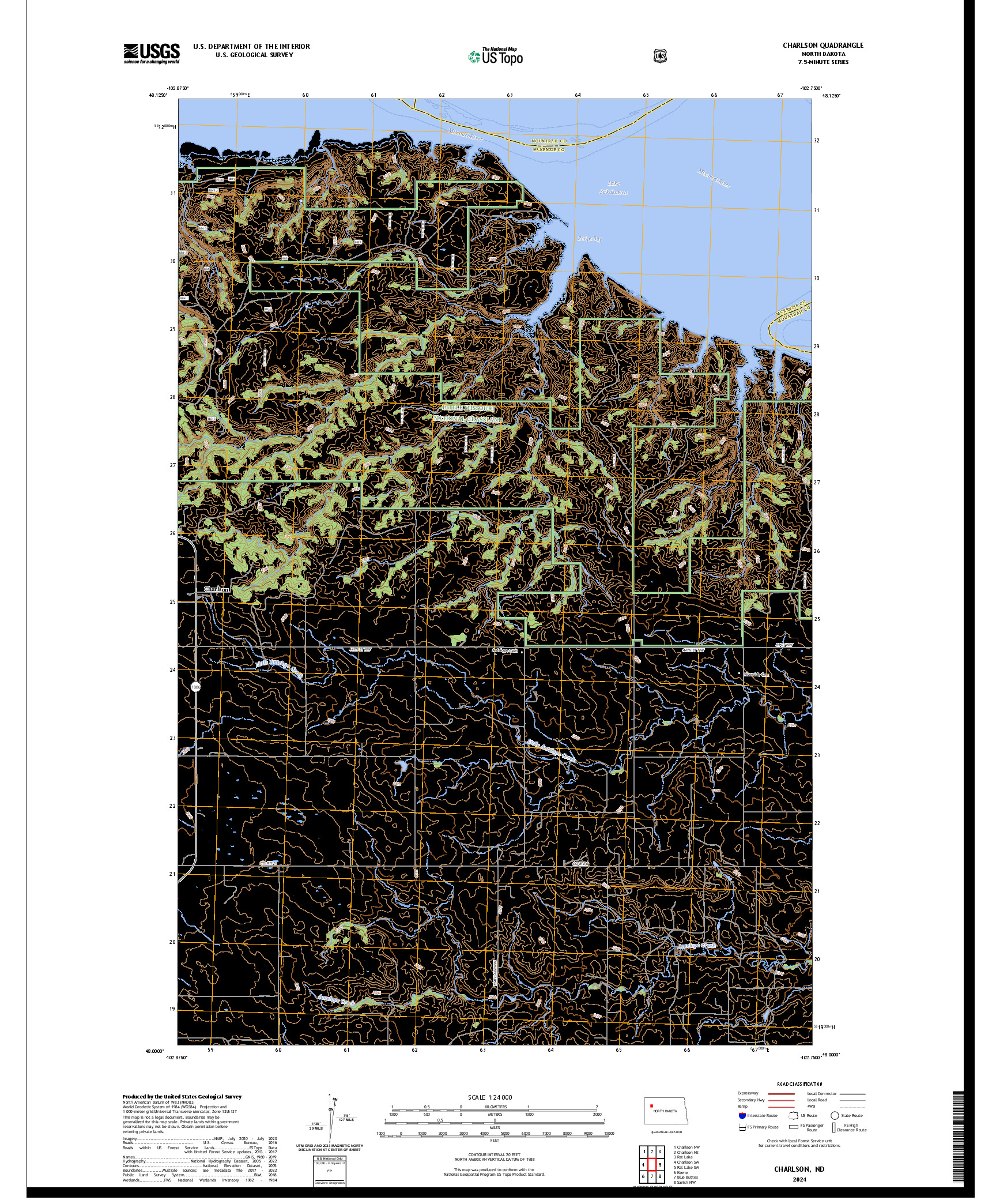 US TOPO 7.5-MINUTE MAP FOR CHARLSON, ND