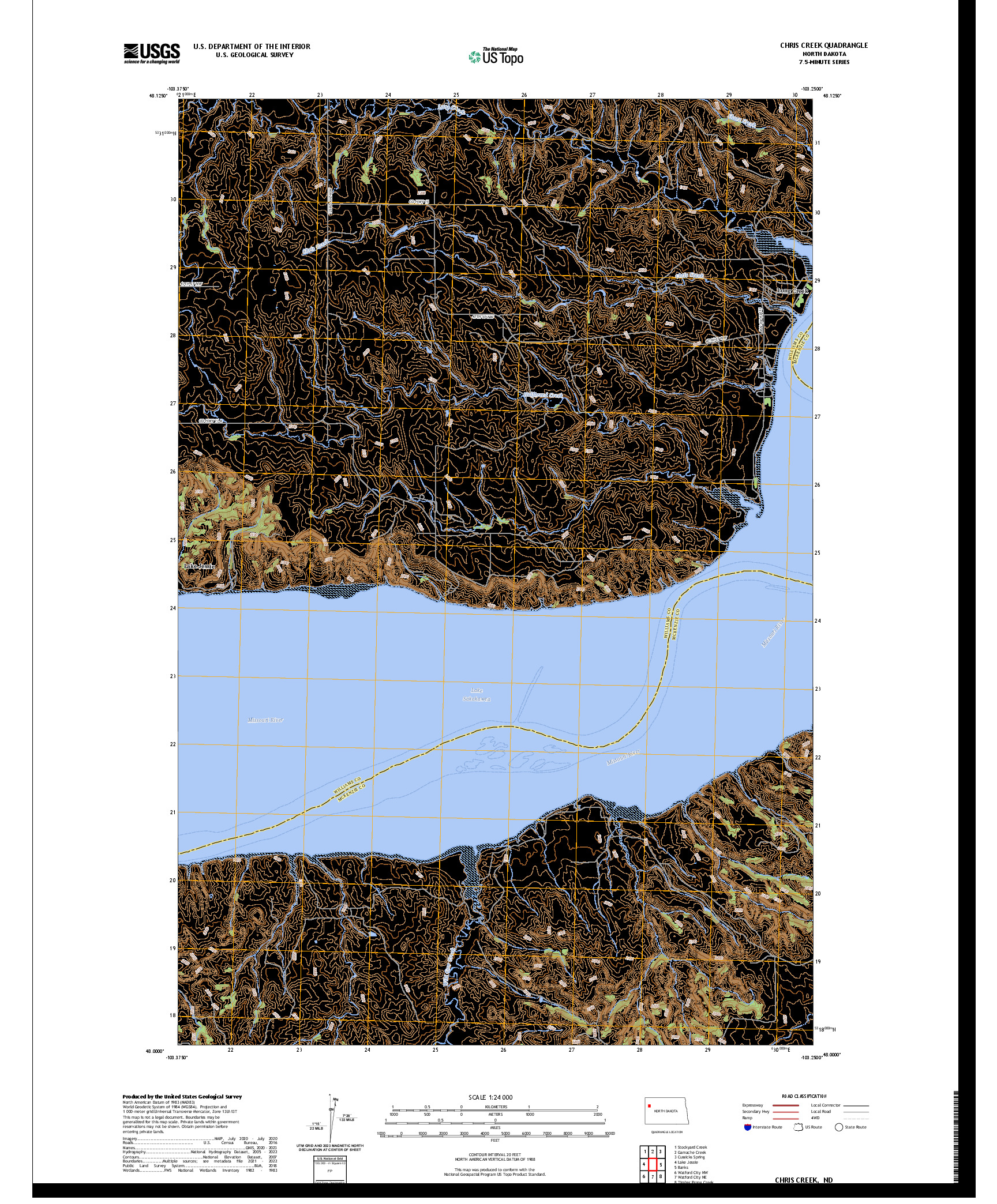 US TOPO 7.5-MINUTE MAP FOR CHRIS CREEK, ND