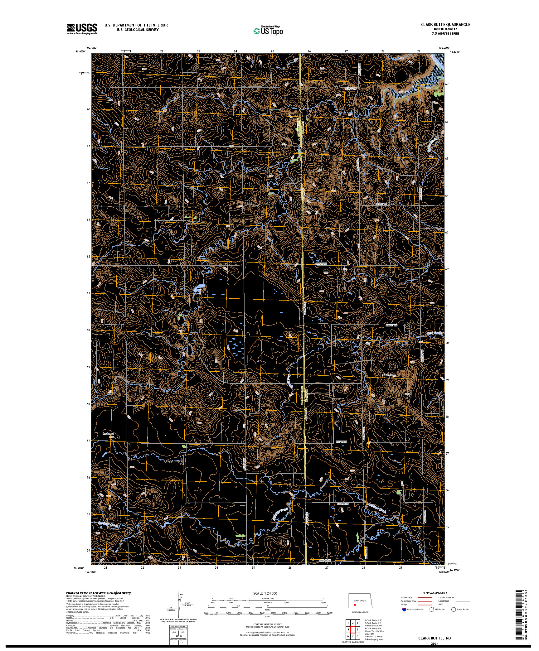 US TOPO 7.5-MINUTE MAP FOR CLARK BUTTE, ND