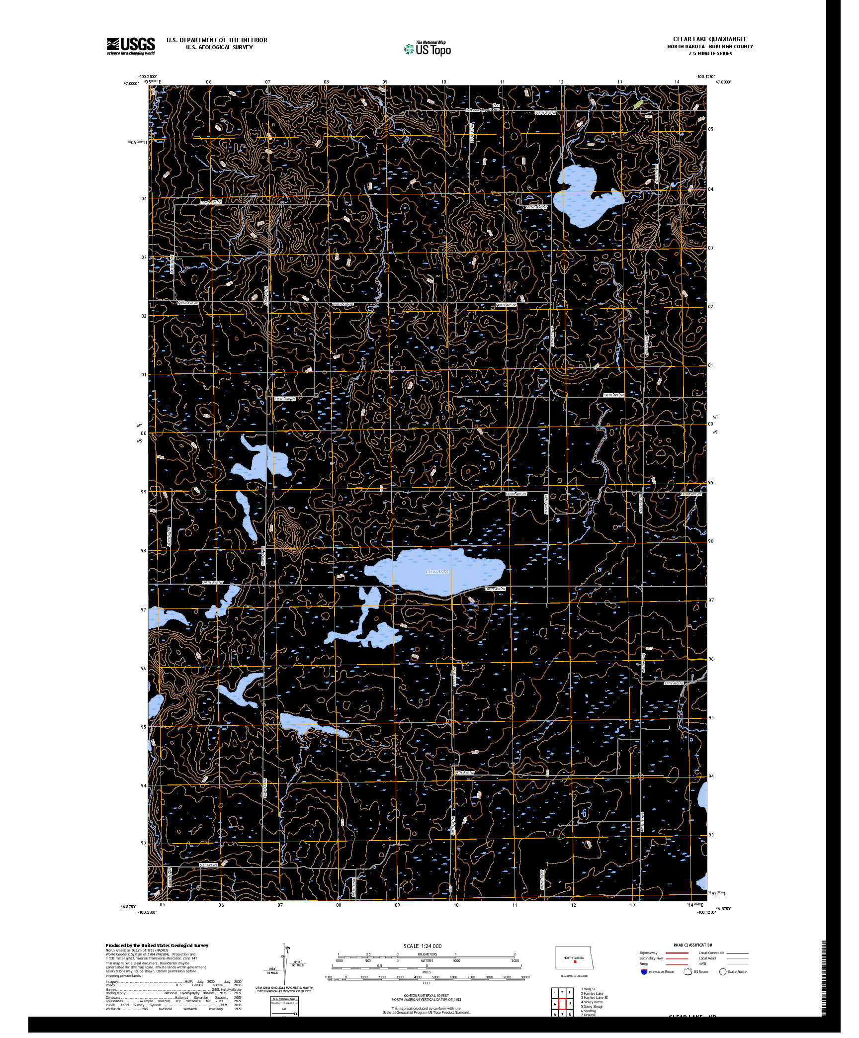 US TOPO 7.5-MINUTE MAP FOR CLEAR LAKE, ND
