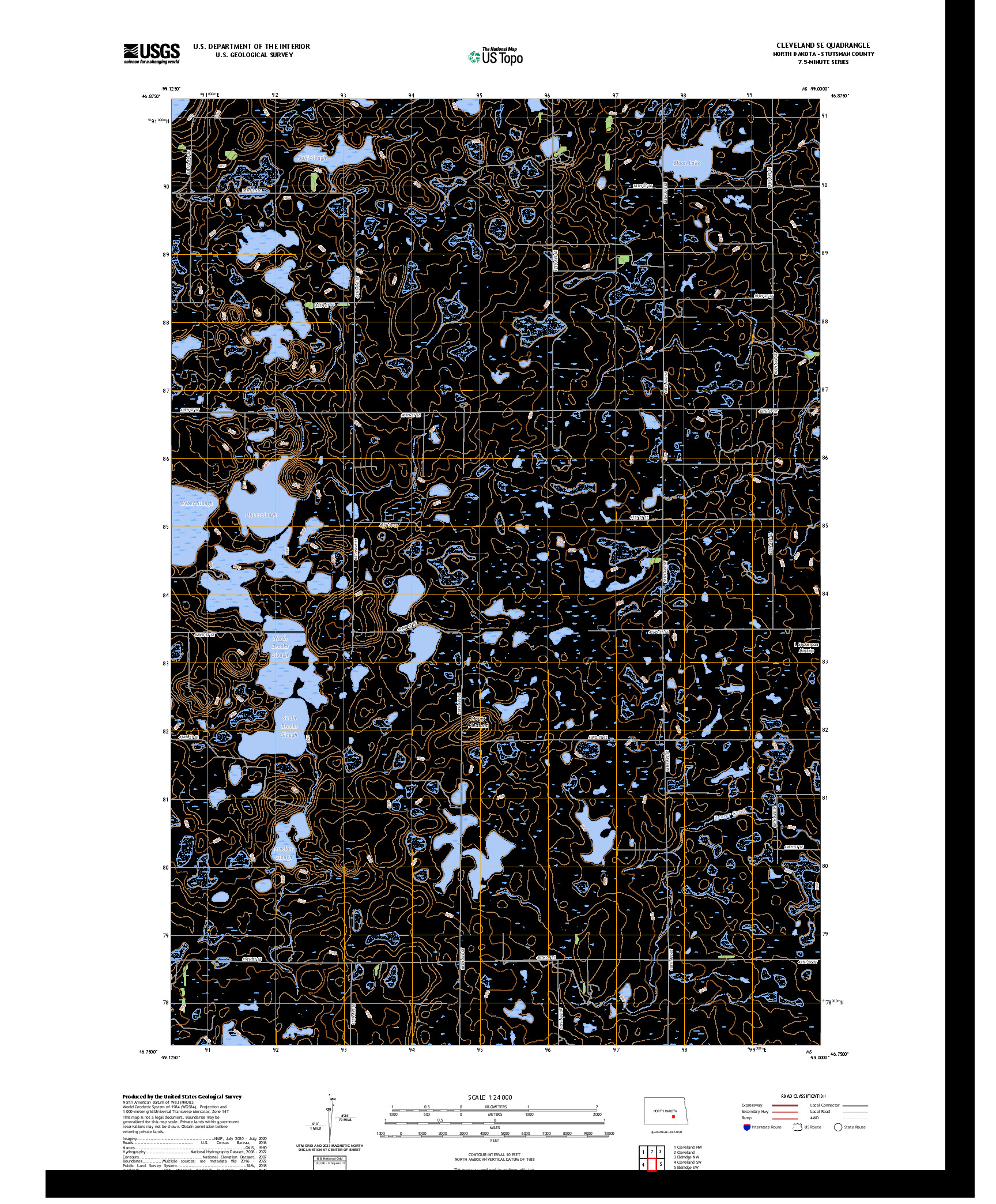 US TOPO 7.5-MINUTE MAP FOR CLEVELAND SE, ND