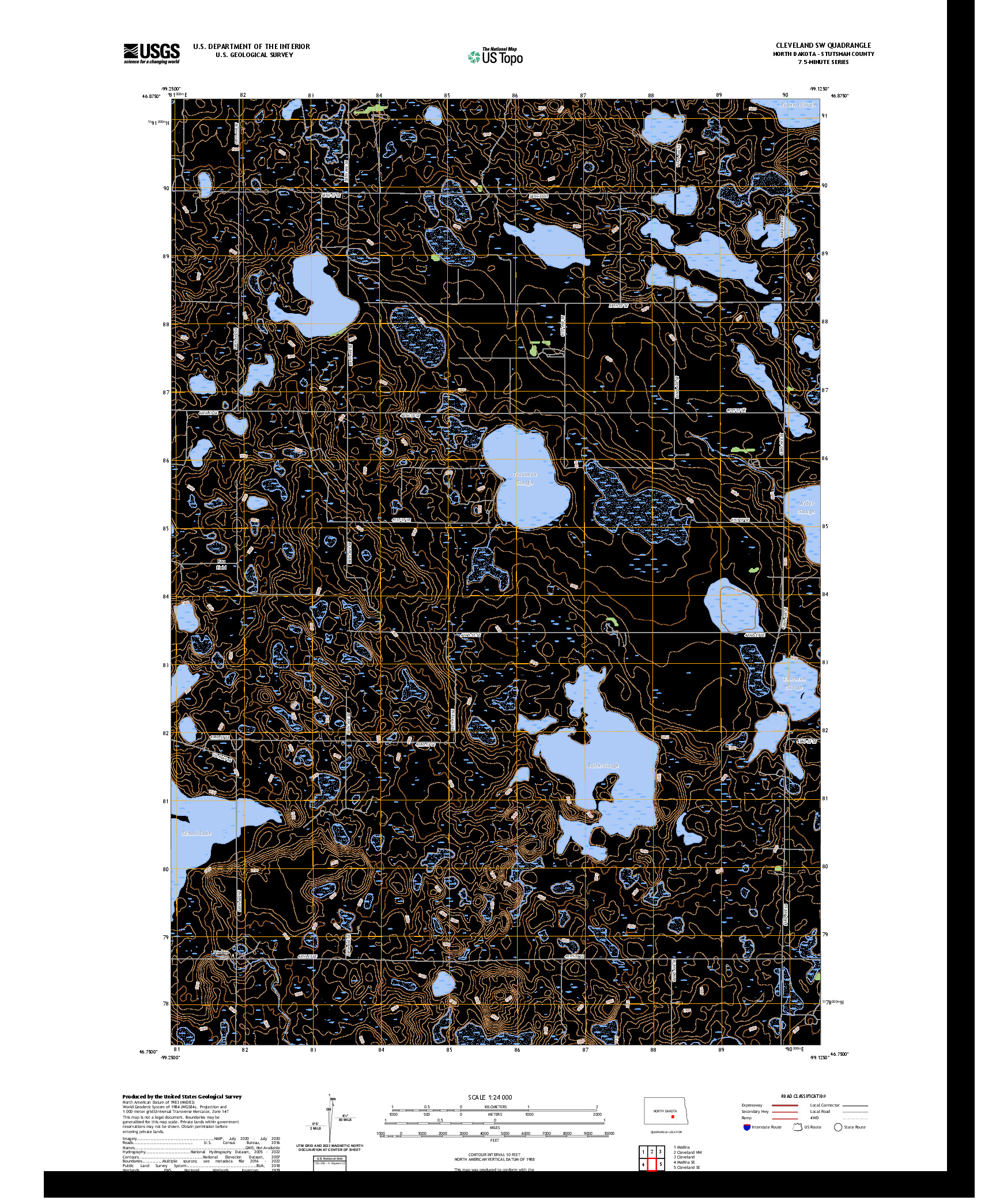US TOPO 7.5-MINUTE MAP FOR CLEVELAND SW, ND