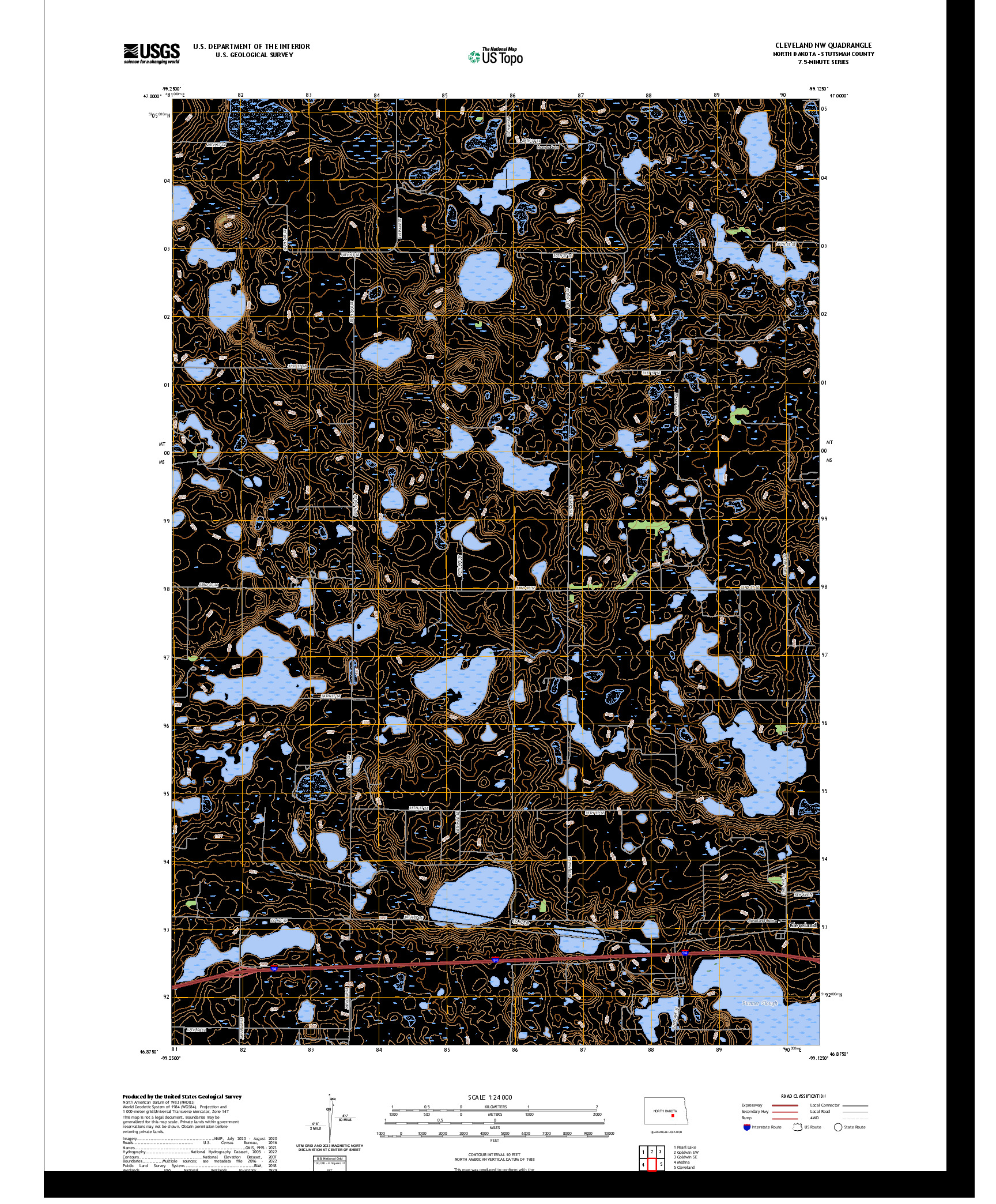 US TOPO 7.5-MINUTE MAP FOR CLEVELAND NW, ND