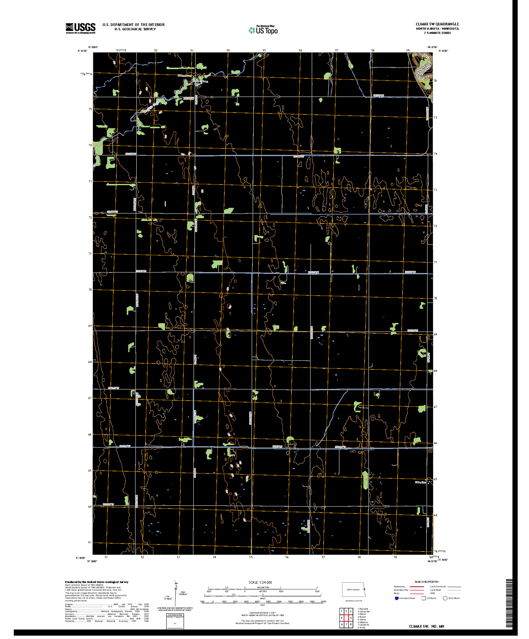 US TOPO 7.5-MINUTE MAP FOR CLIMAX SW, ND,MN