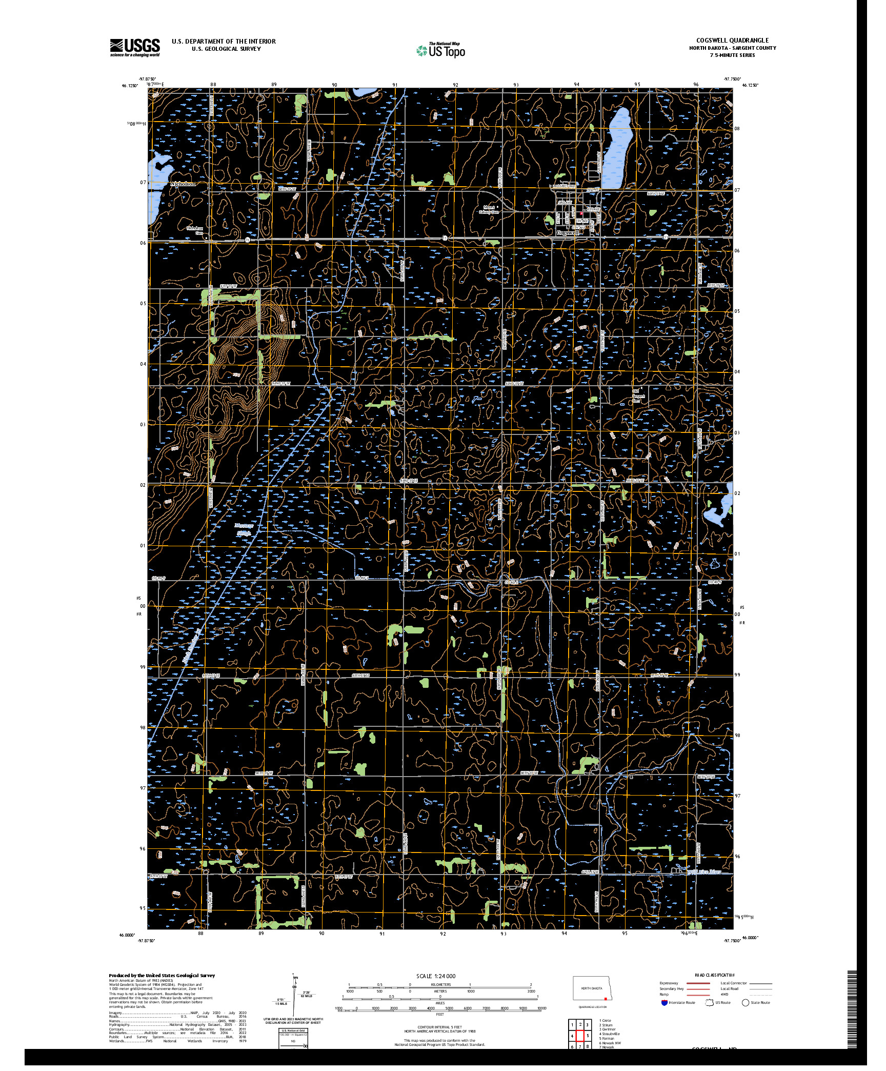 US TOPO 7.5-MINUTE MAP FOR COGSWELL, ND