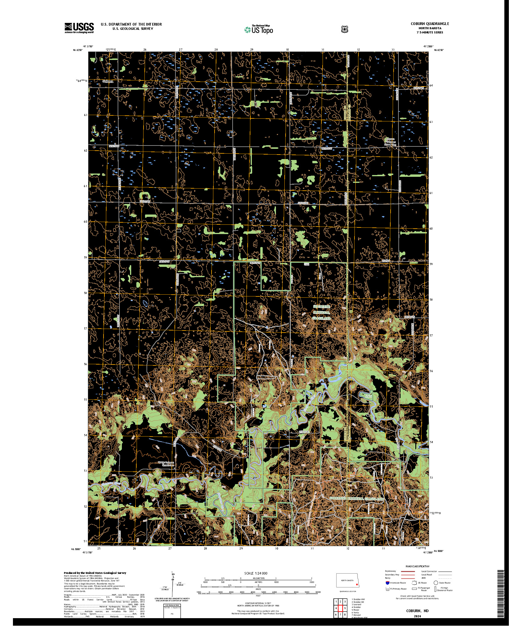 US TOPO 7.5-MINUTE MAP FOR COBURN, ND