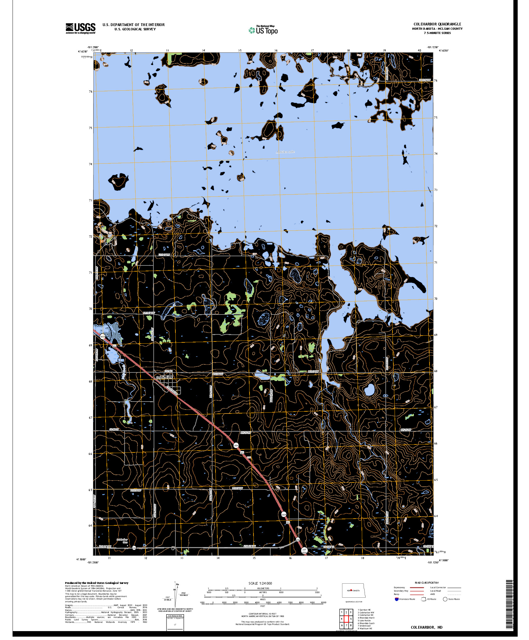US TOPO 7.5-MINUTE MAP FOR COLEHARBOR, ND