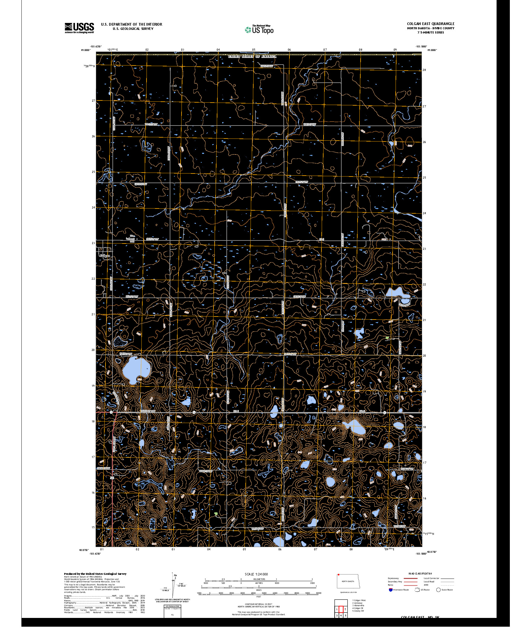 US TOPO 7.5-MINUTE MAP FOR COLGAN EAST, ND,SK