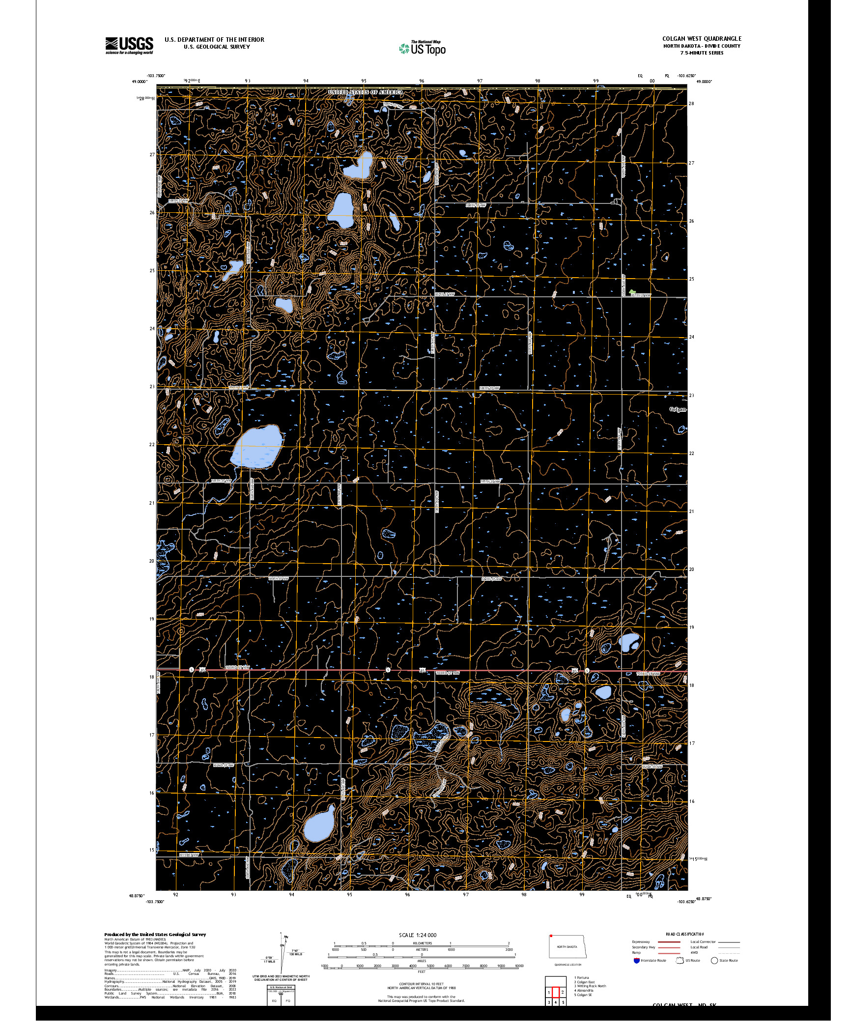 US TOPO 7.5-MINUTE MAP FOR COLGAN WEST, ND,SK