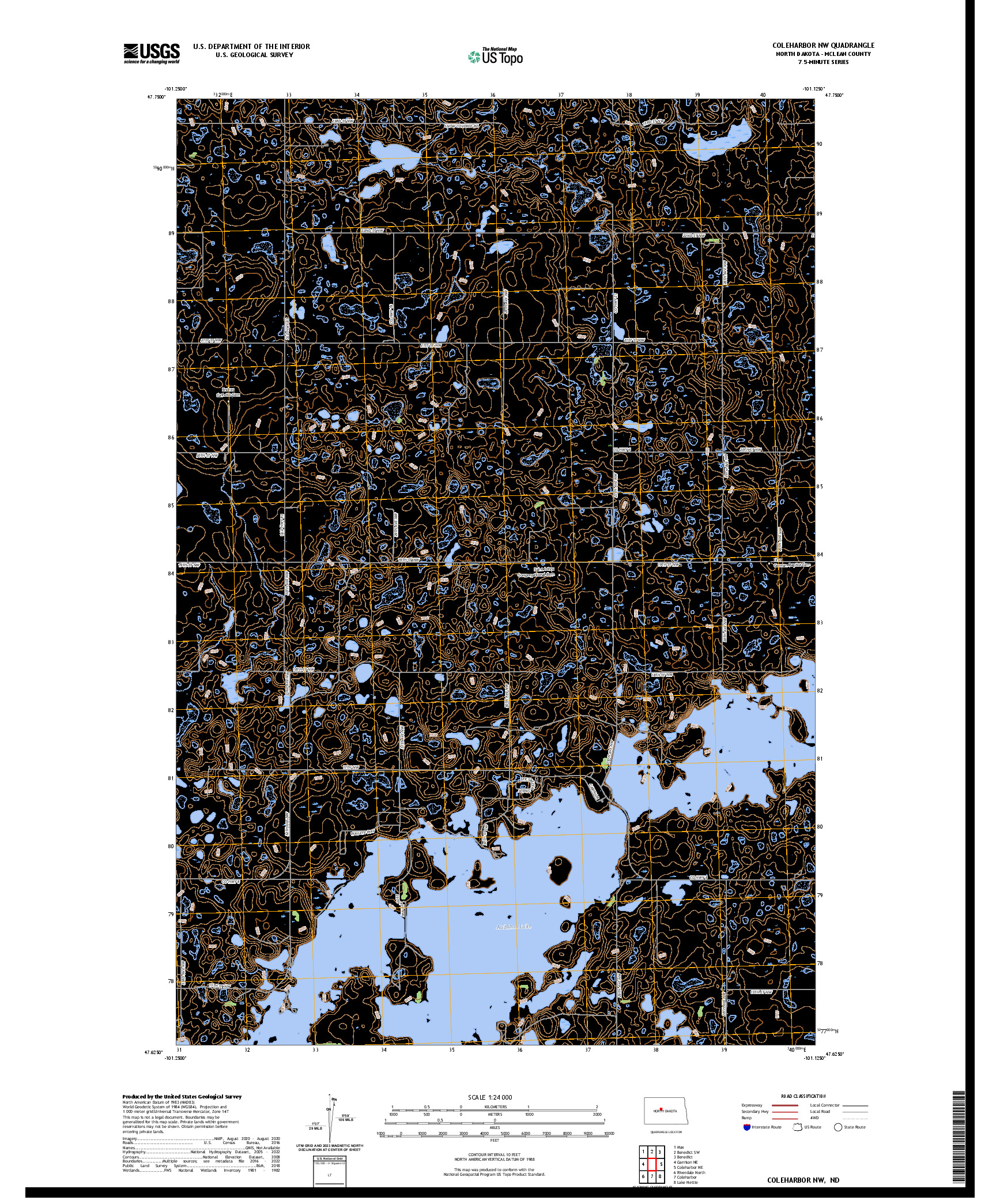 US TOPO 7.5-MINUTE MAP FOR COLEHARBOR NW, ND