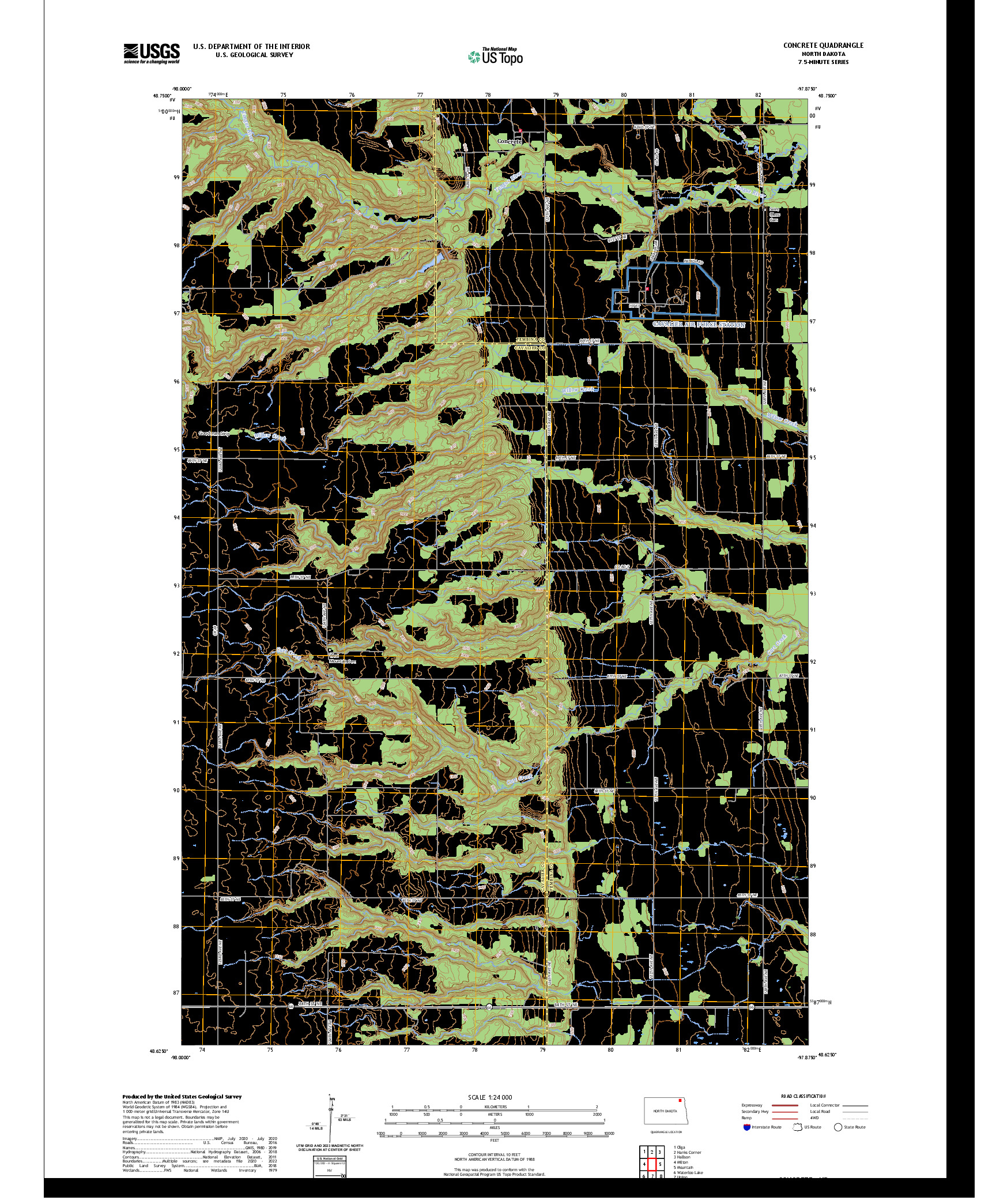US TOPO 7.5-MINUTE MAP FOR CONCRETE, ND