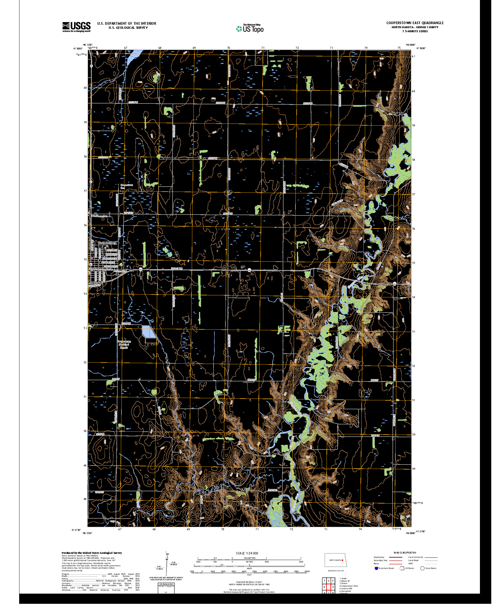 US TOPO 7.5-MINUTE MAP FOR COOPERSTOWN EAST, ND