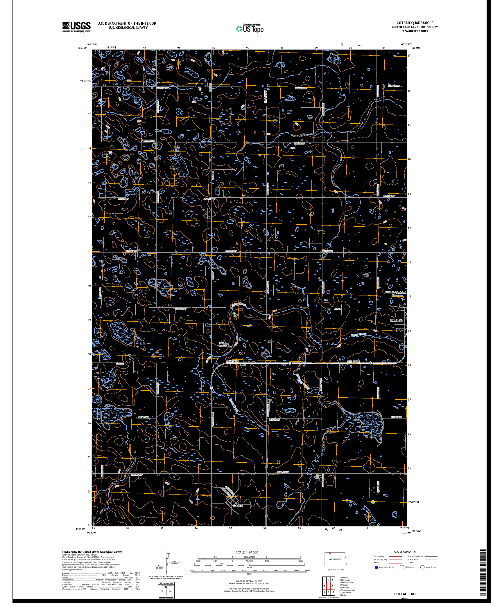 US TOPO 7.5-MINUTE MAP FOR COTEAU, ND