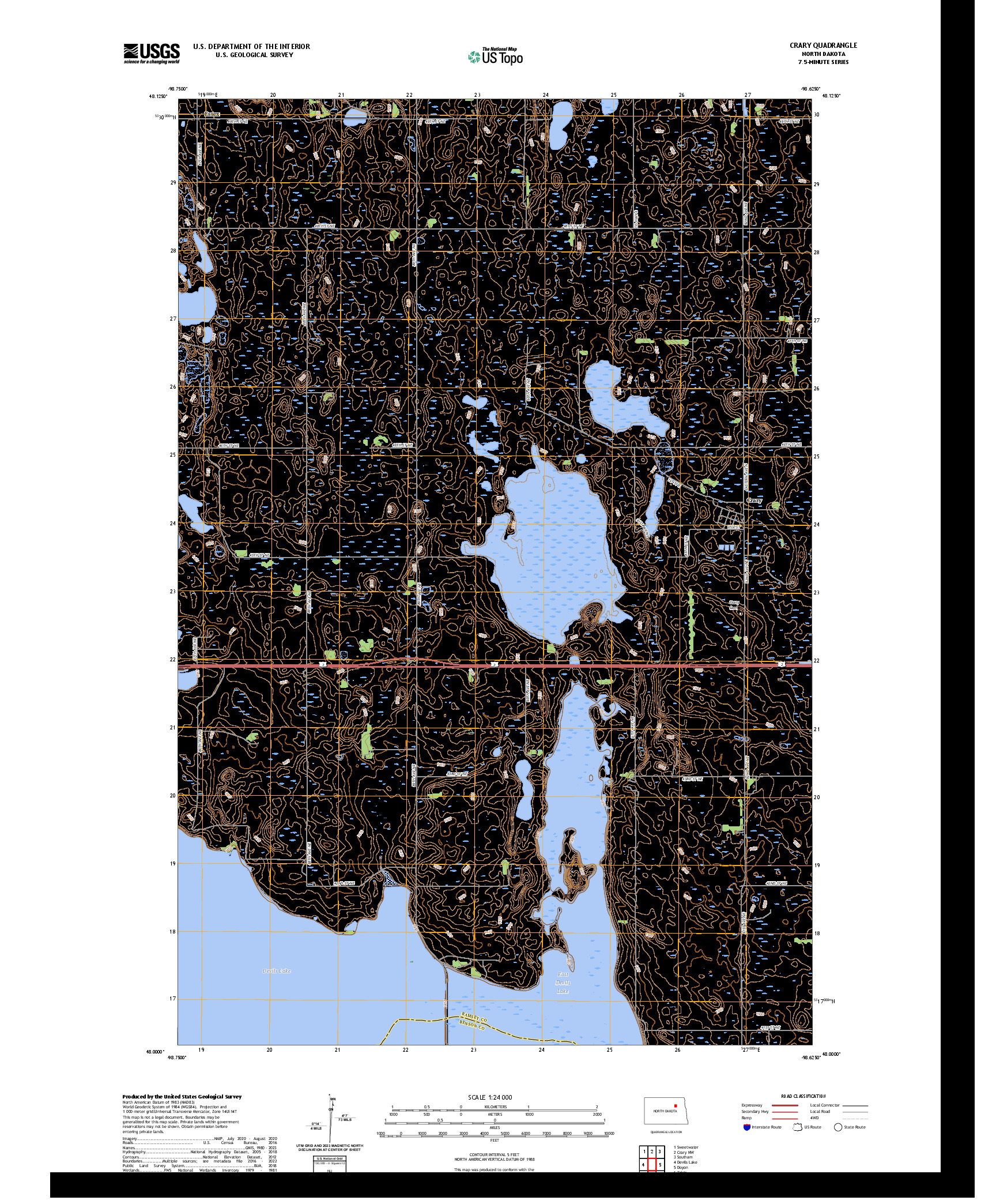 US TOPO 7.5-MINUTE MAP FOR CRARY, ND