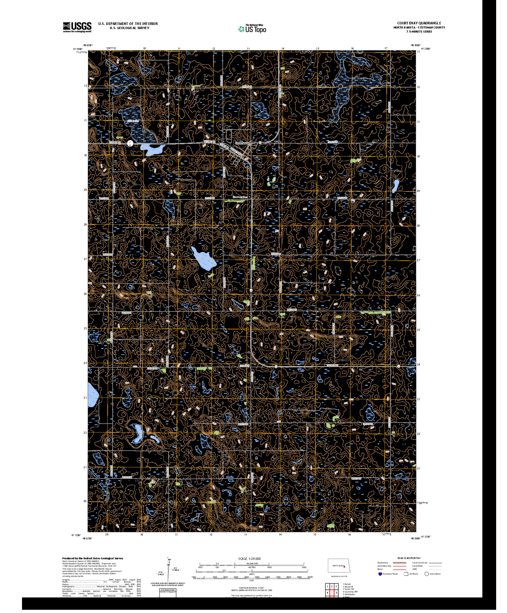 US TOPO 7.5-MINUTE MAP FOR COURTENAY, ND