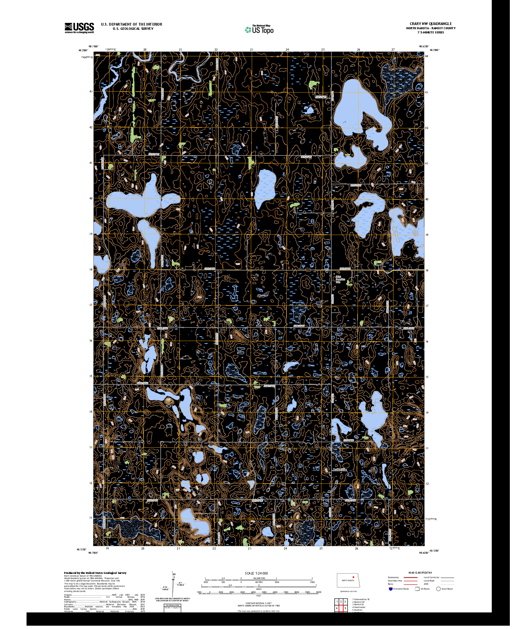 US TOPO 7.5-MINUTE MAP FOR CRARY NW, ND