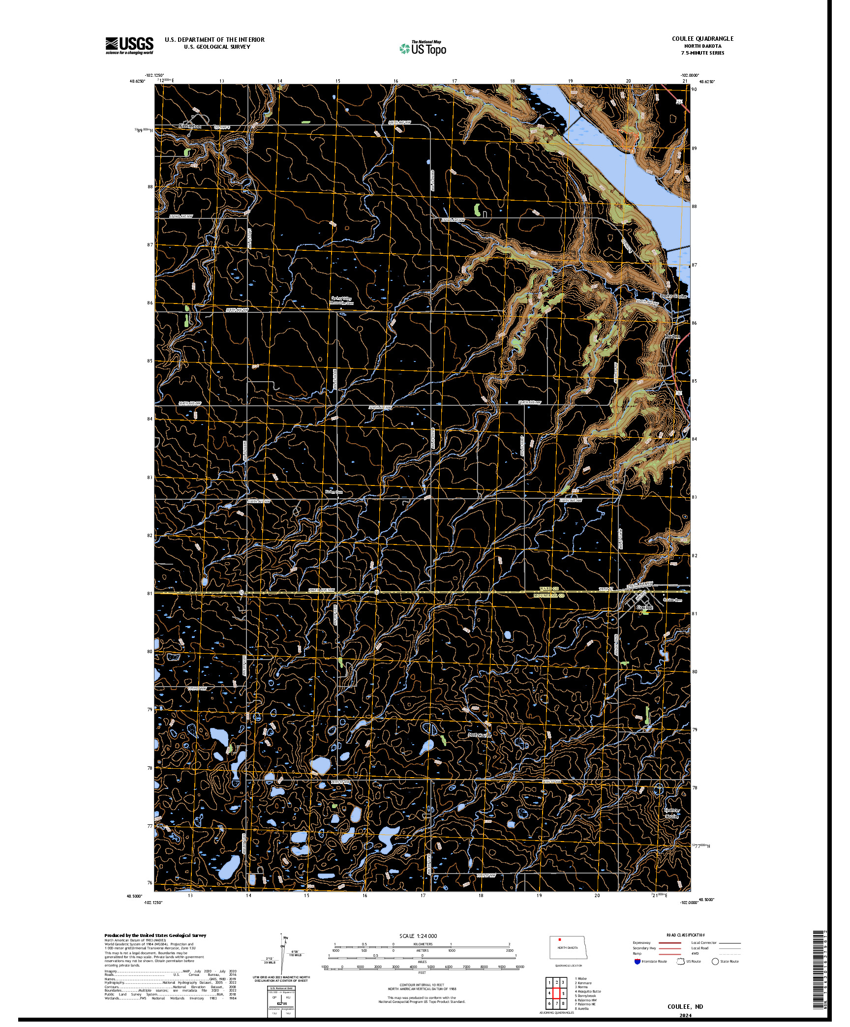 US TOPO 7.5-MINUTE MAP FOR COULEE, ND