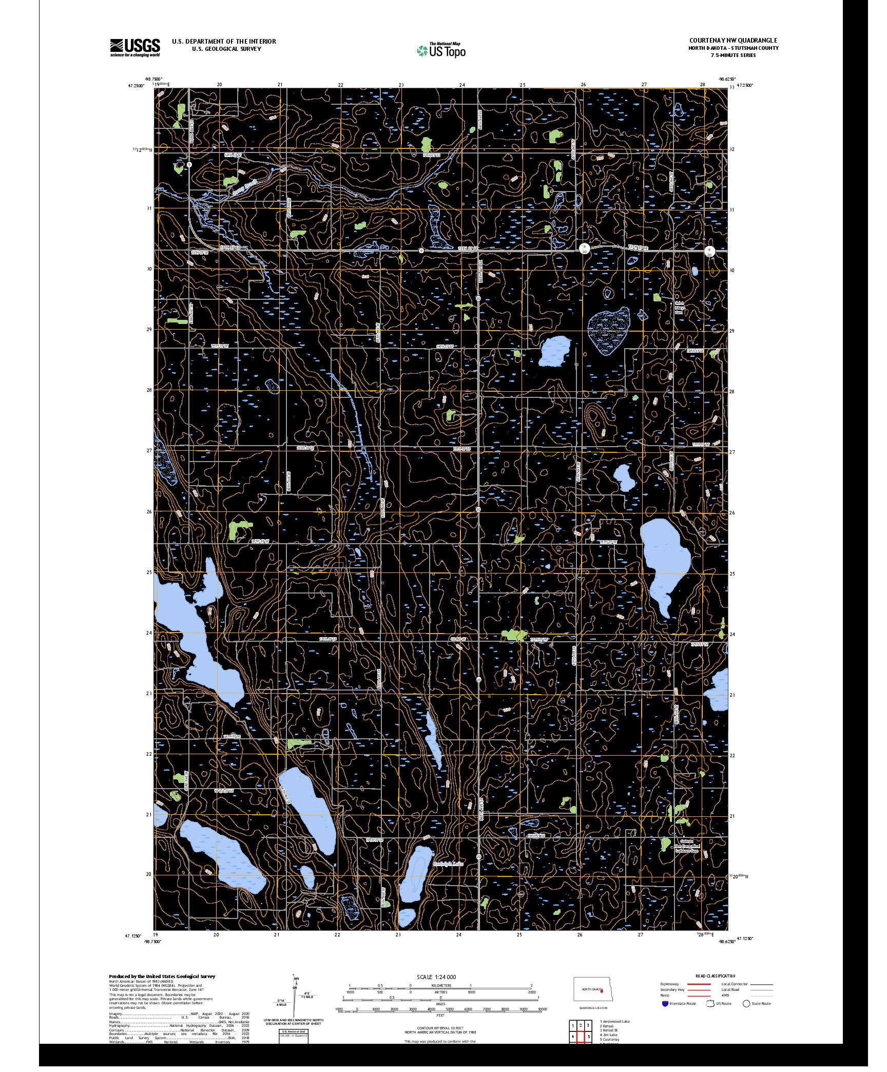 US TOPO 7.5-MINUTE MAP FOR COURTENAY NW, ND
