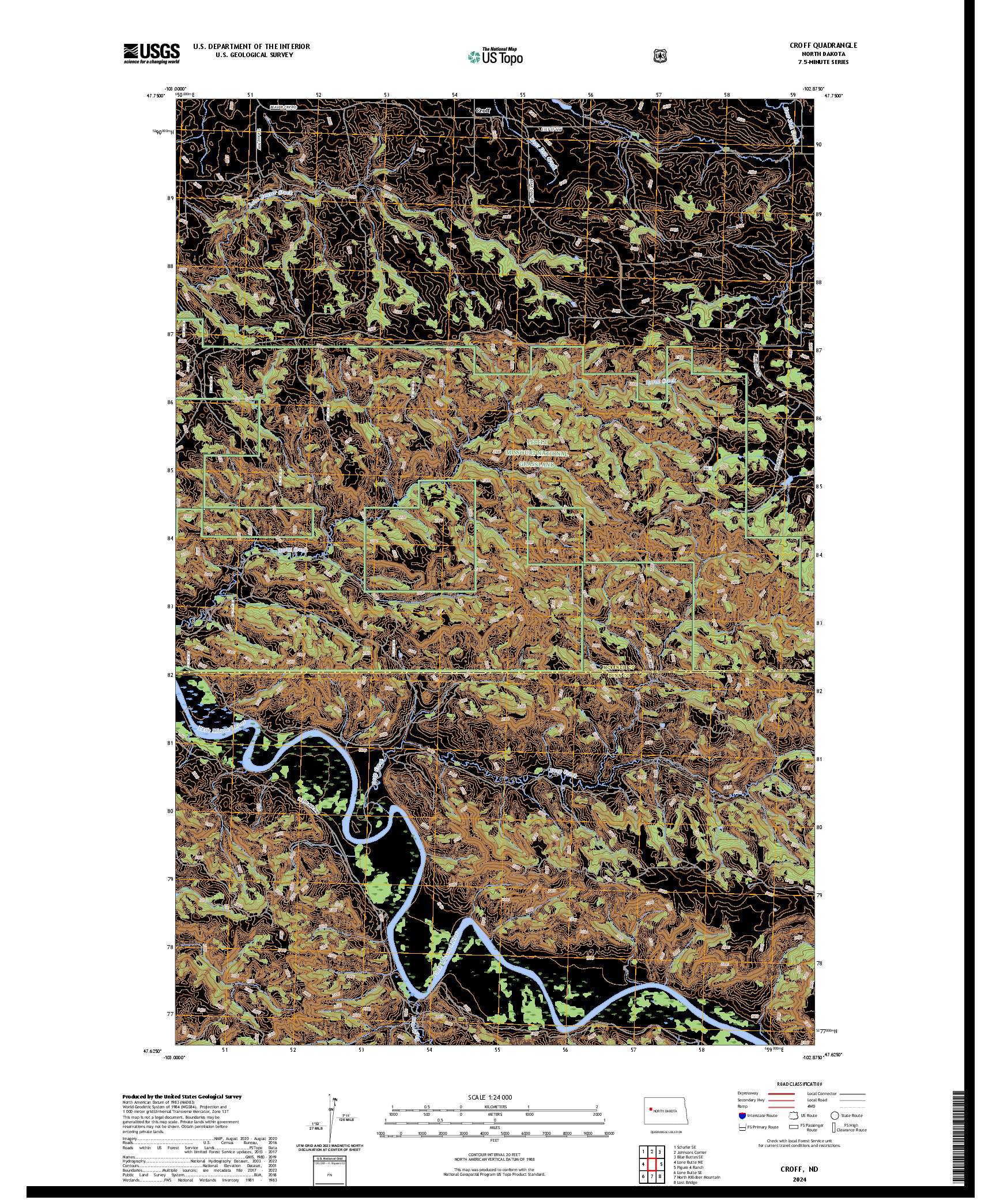 US TOPO 7.5-MINUTE MAP FOR CROFF, ND
