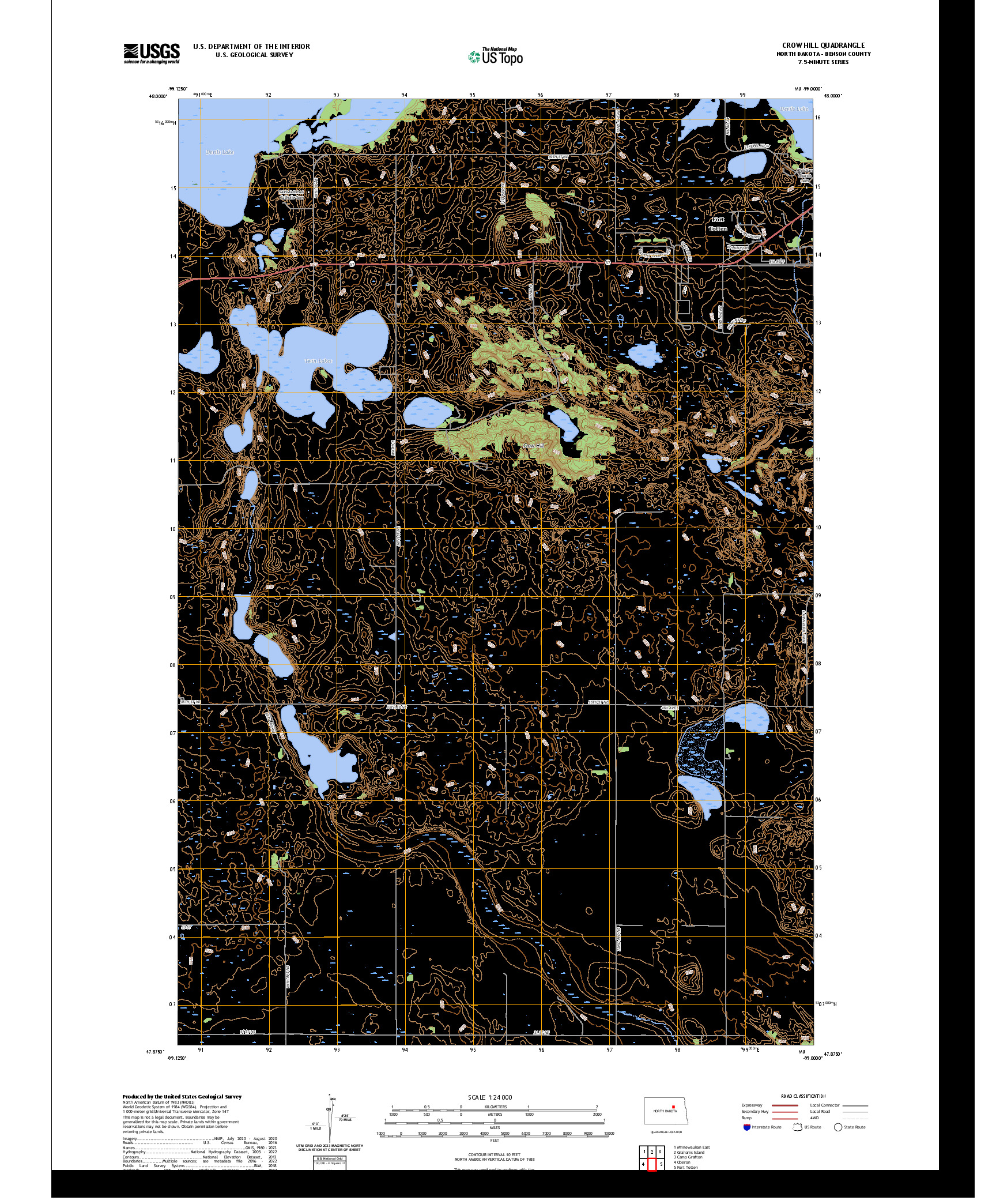 US TOPO 7.5-MINUTE MAP FOR CROW HILL, ND