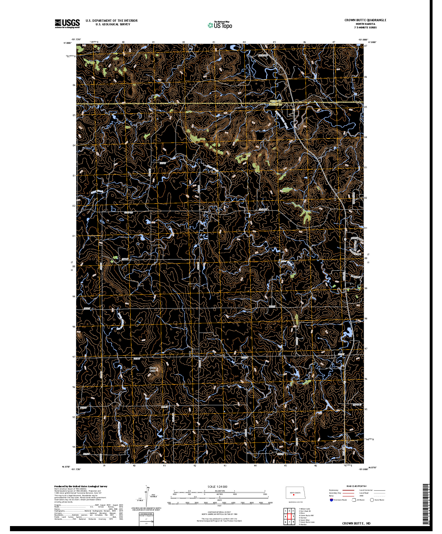 US TOPO 7.5-MINUTE MAP FOR CROWN BUTTE, ND