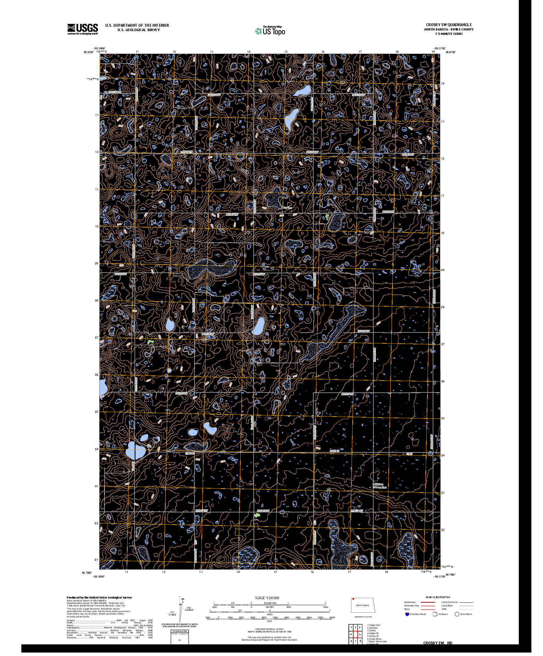 US TOPO 7.5-MINUTE MAP FOR CROSBY SW, ND