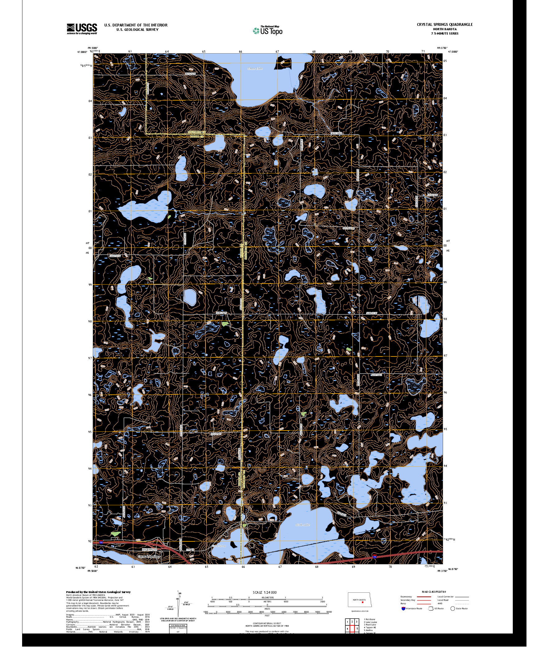 US TOPO 7.5-MINUTE MAP FOR CRYSTAL SPRINGS, ND
