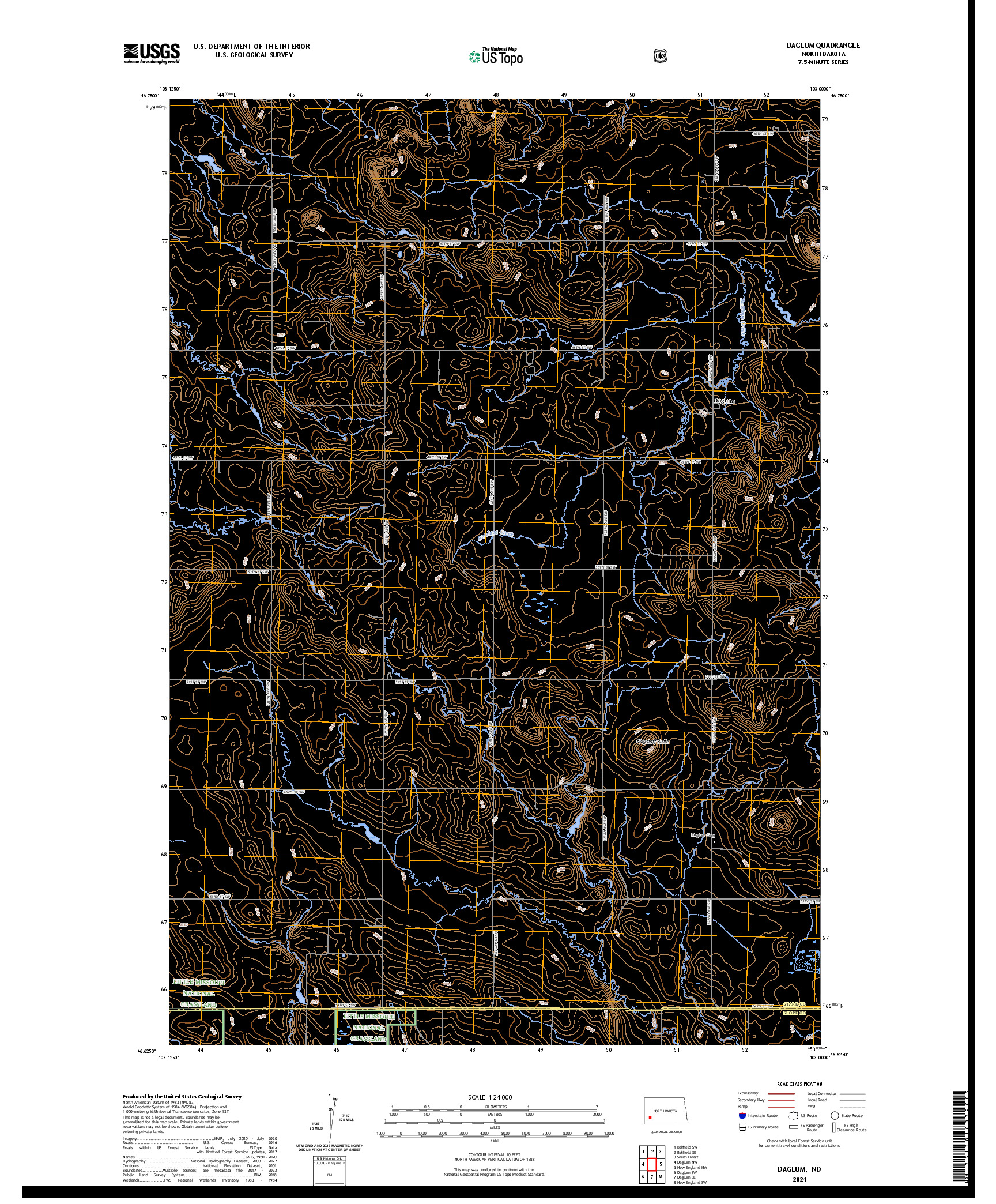 US TOPO 7.5-MINUTE MAP FOR DAGLUM, ND
