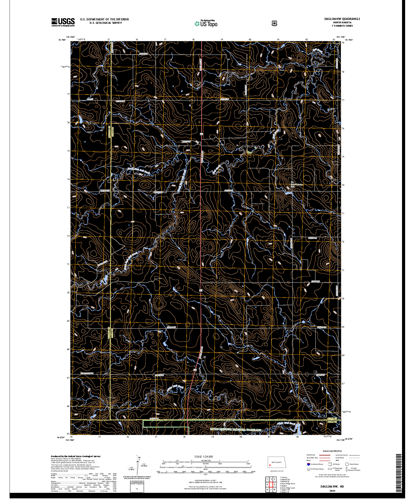 US TOPO 7.5-MINUTE MAP FOR DAGLUM NW, ND