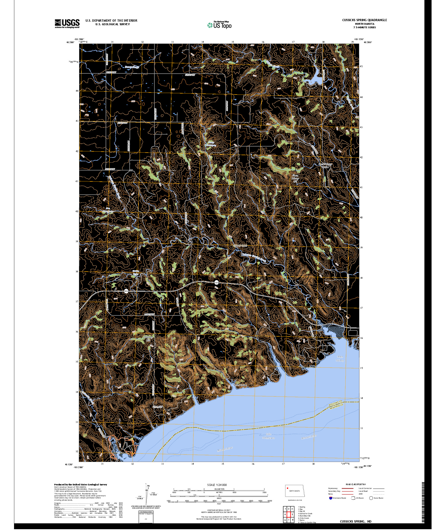 US TOPO 7.5-MINUTE MAP FOR CUSSICKS SPRING, ND