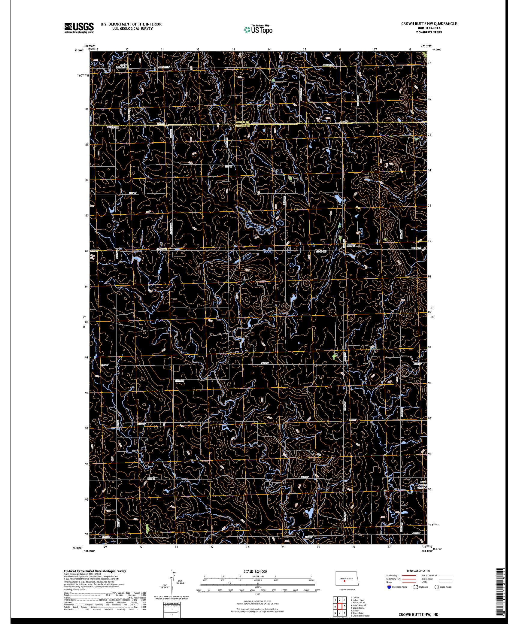 US TOPO 7.5-MINUTE MAP FOR CROWN BUTTE NW, ND