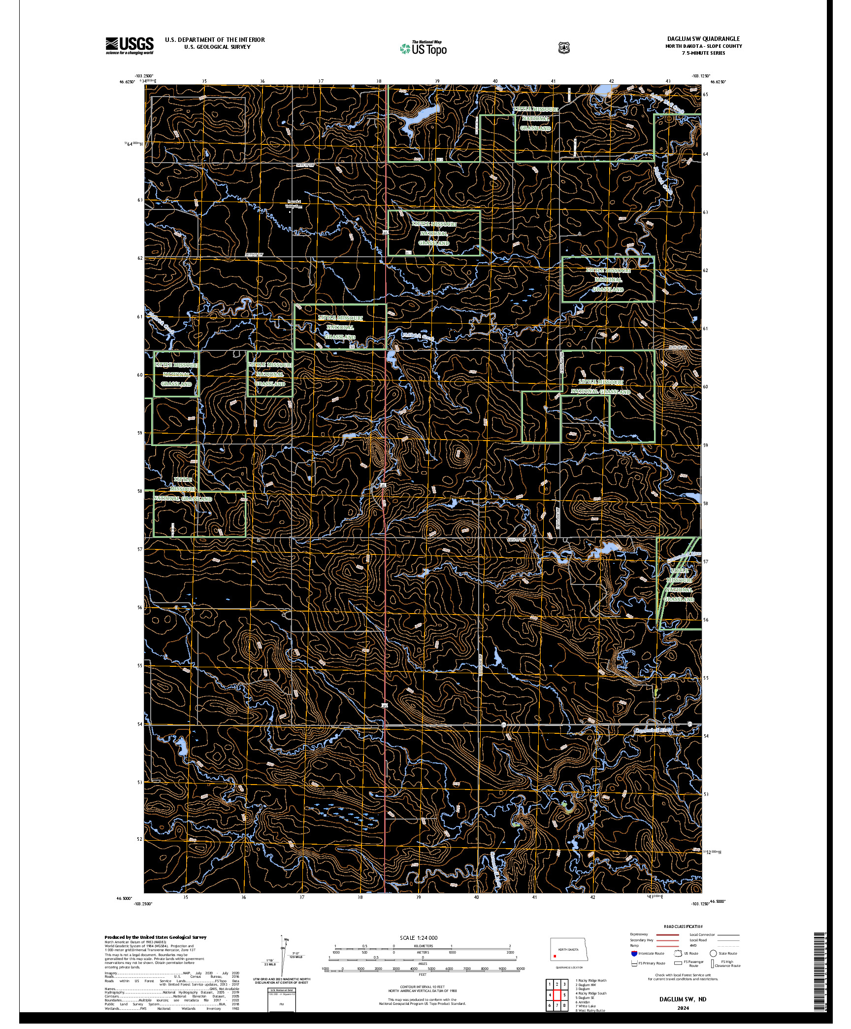 US TOPO 7.5-MINUTE MAP FOR DAGLUM SW, ND