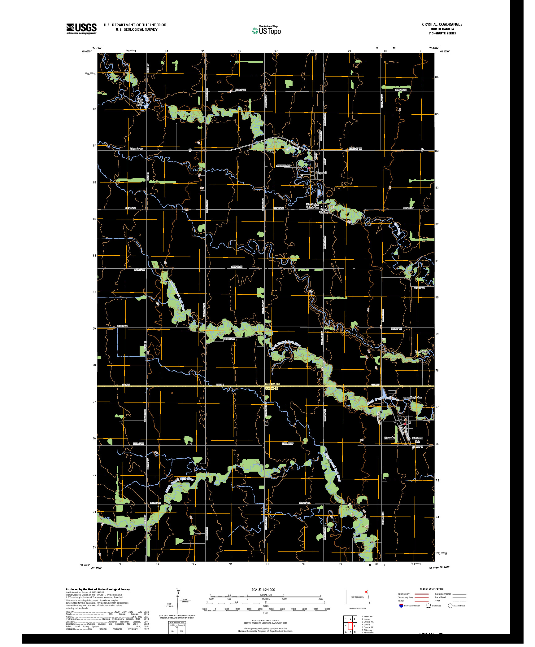 US TOPO 7.5-MINUTE MAP FOR CRYSTAL, ND