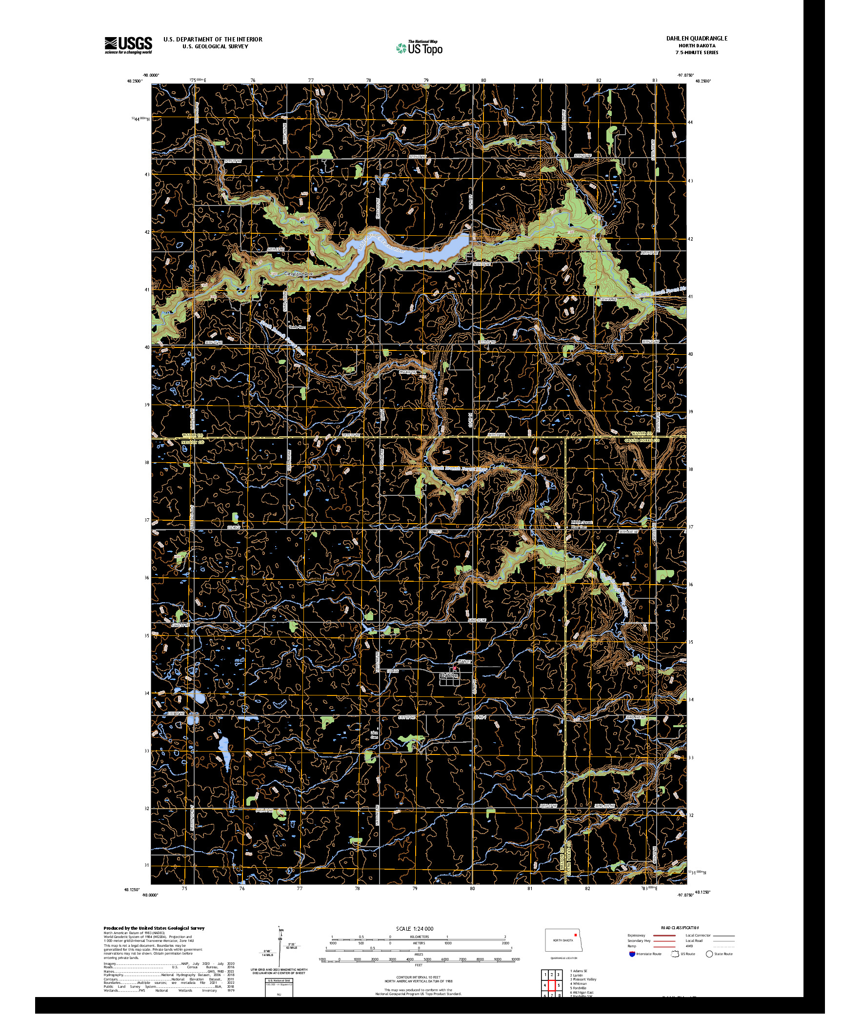 US TOPO 7.5-MINUTE MAP FOR DAHLEN, ND