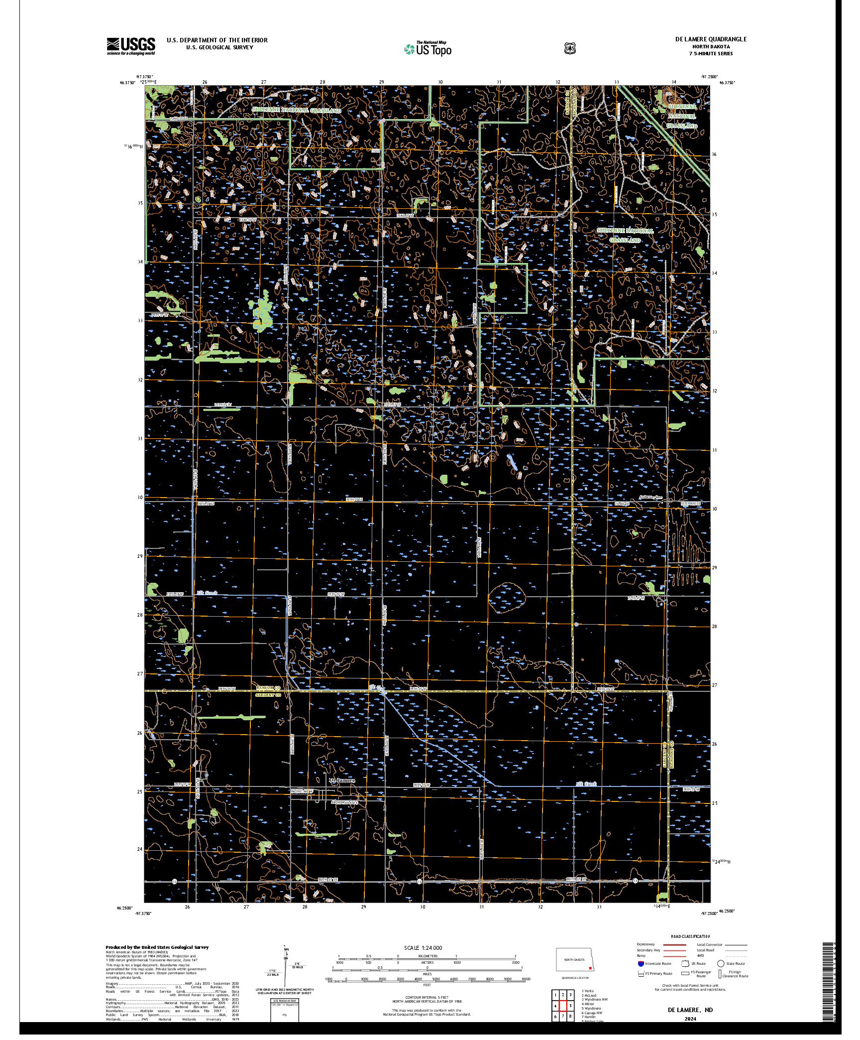 US TOPO 7.5-MINUTE MAP FOR DE LAMERE, ND
