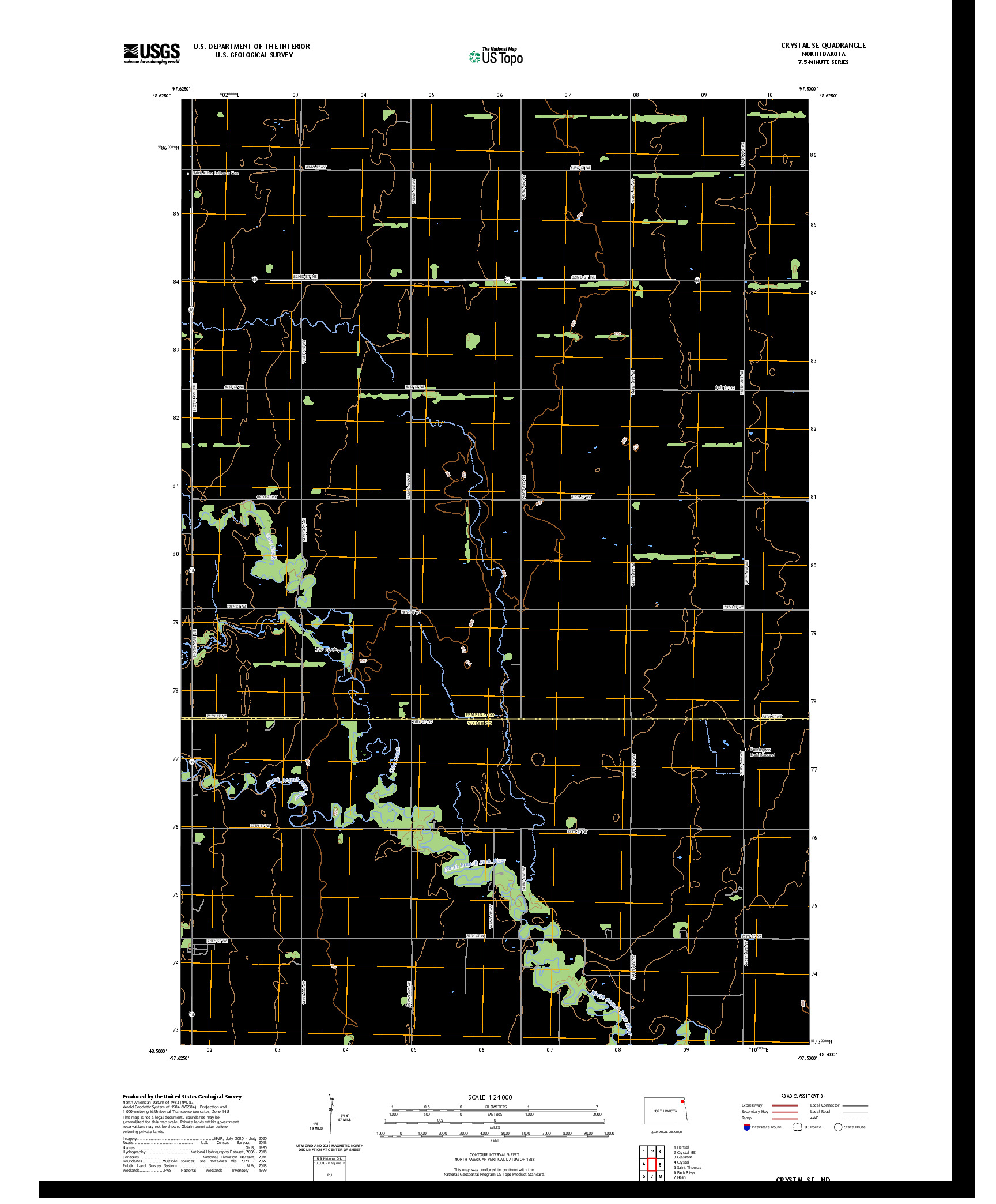 US TOPO 7.5-MINUTE MAP FOR CRYSTAL SE, ND