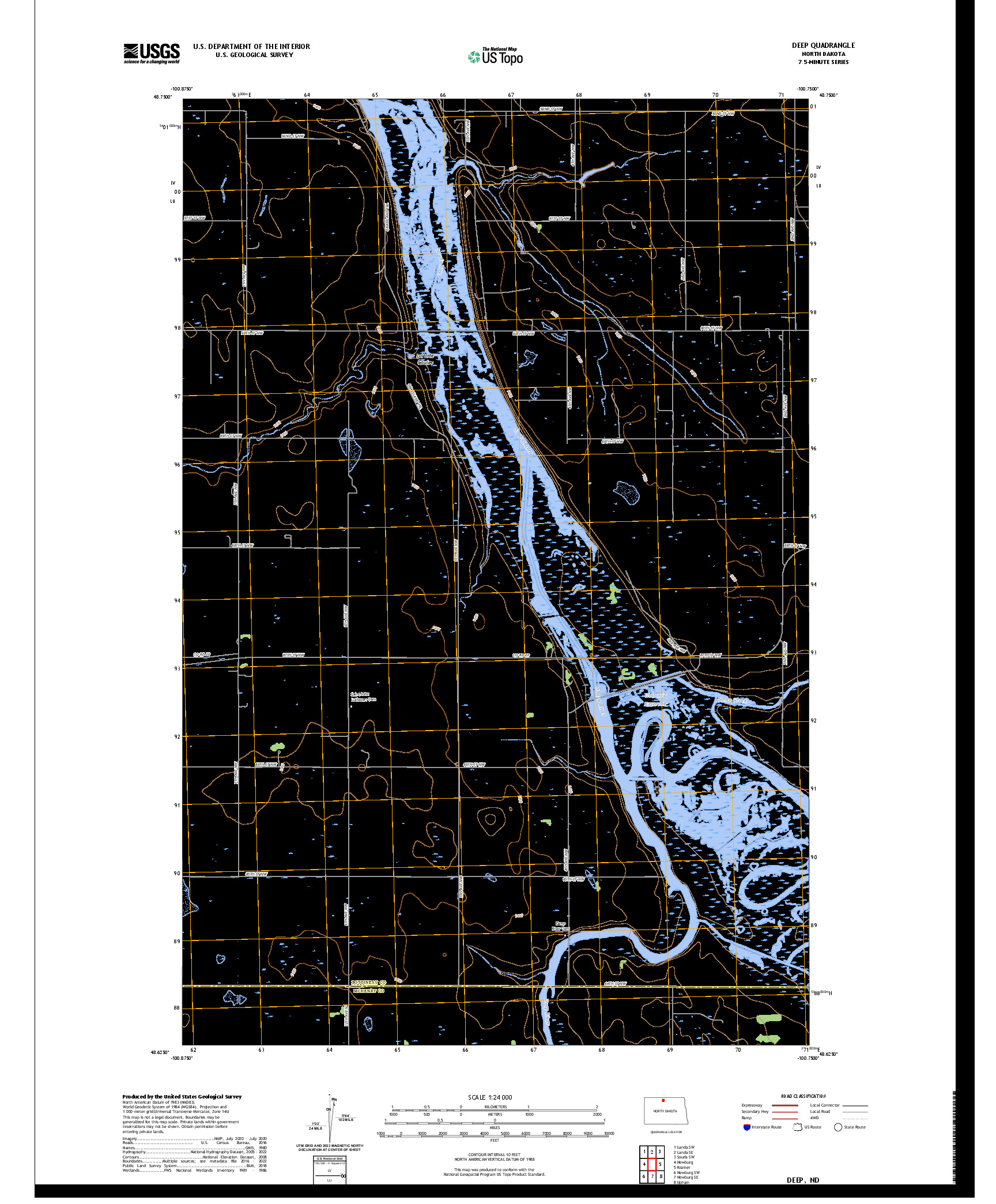 US TOPO 7.5-MINUTE MAP FOR DEEP, ND