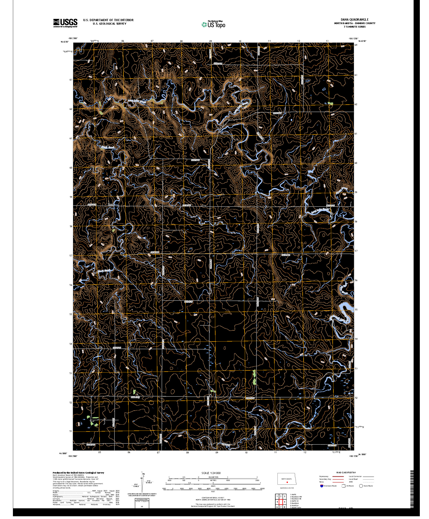 US TOPO 7.5-MINUTE MAP FOR DANA, ND