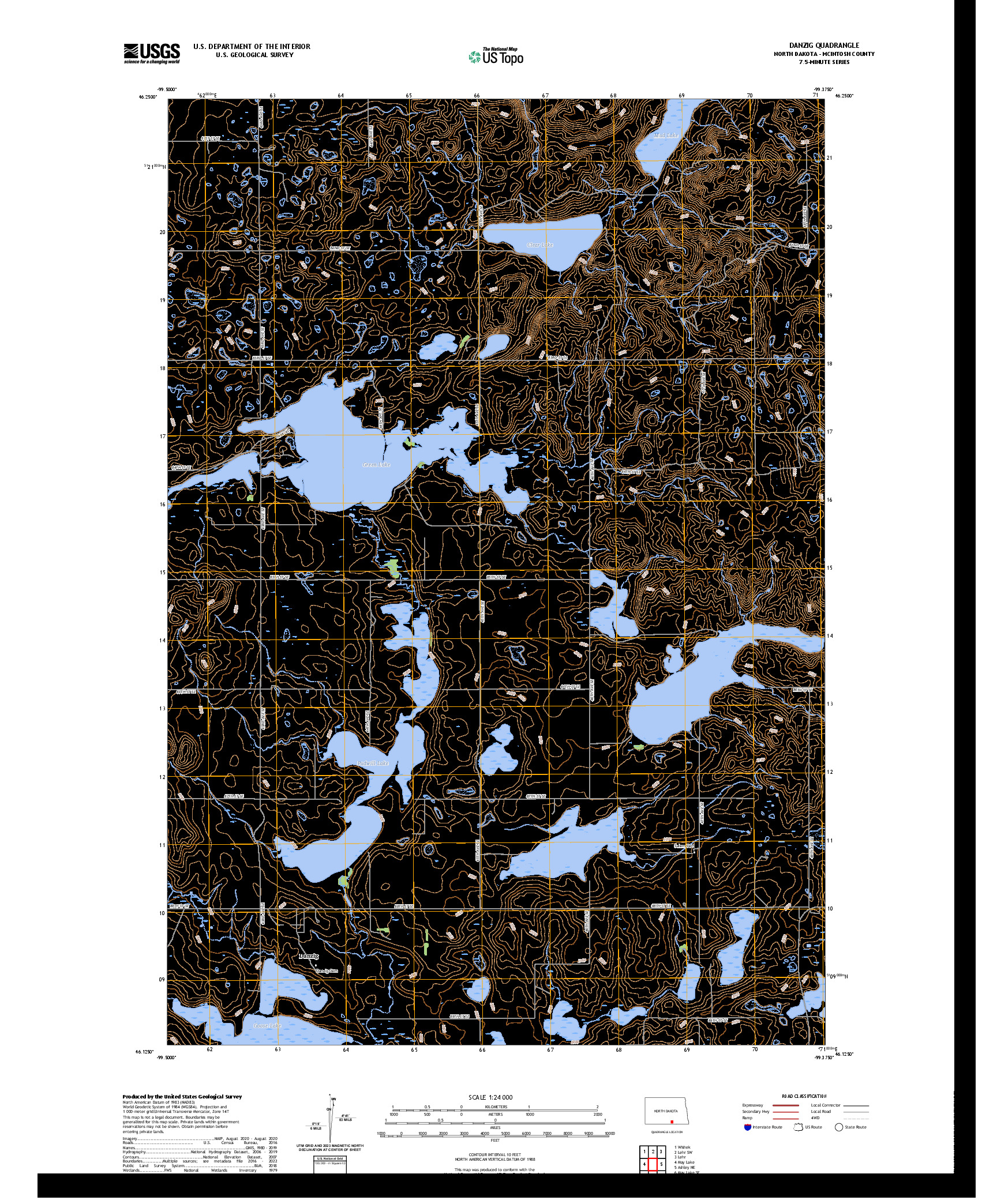 US TOPO 7.5-MINUTE MAP FOR DANZIG, ND