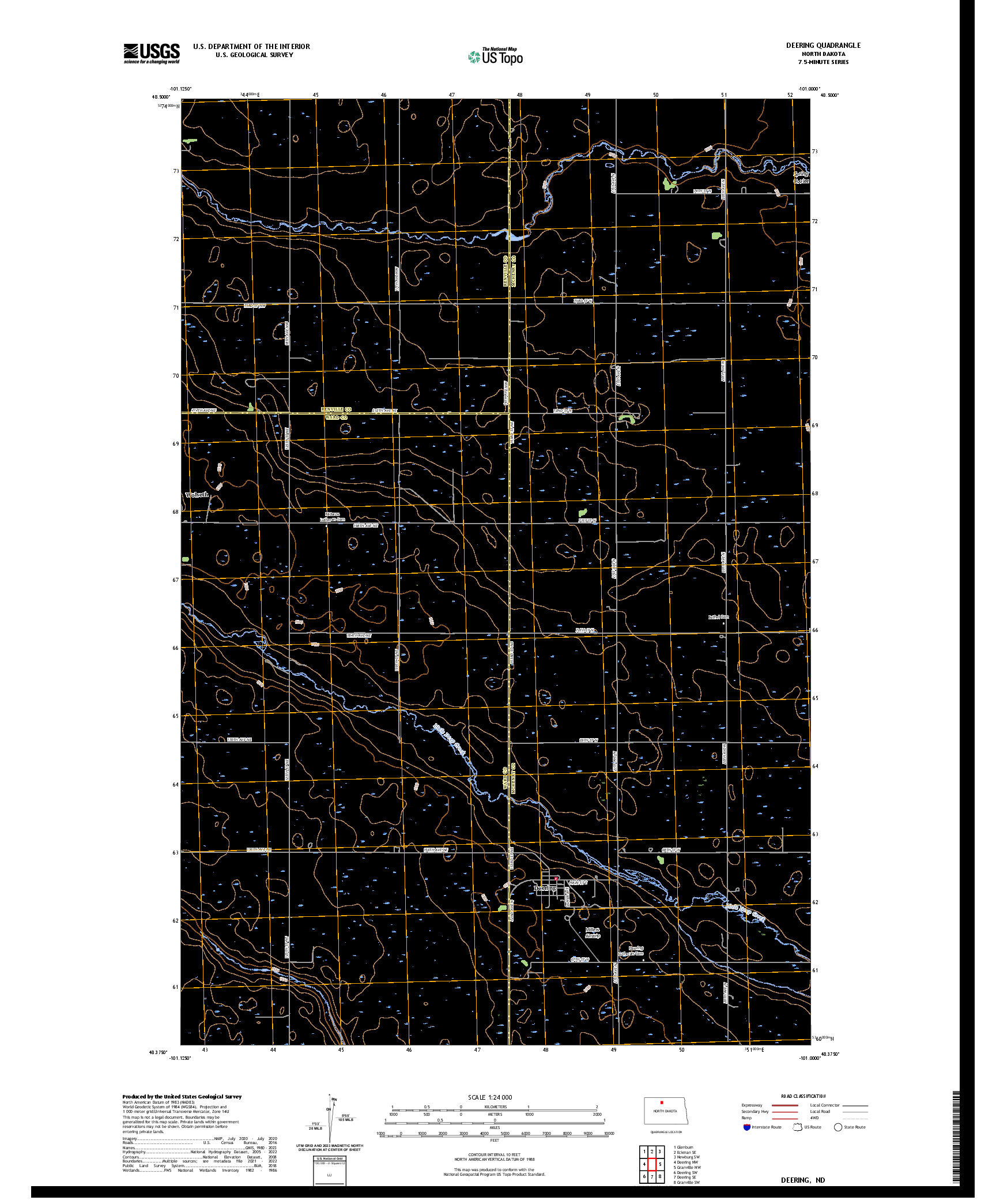 US TOPO 7.5-MINUTE MAP FOR DEERING, ND