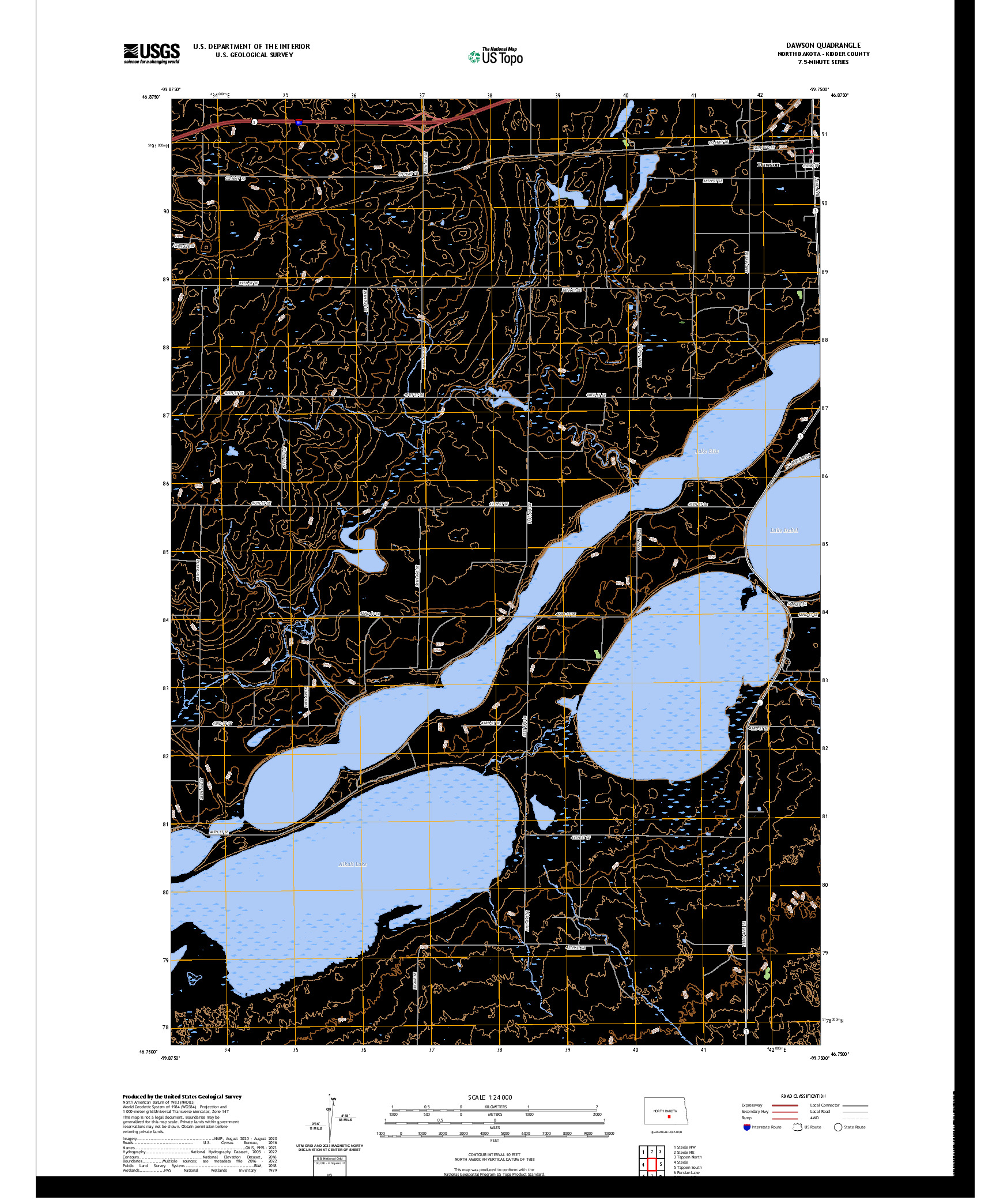 US TOPO 7.5-MINUTE MAP FOR DAWSON, ND