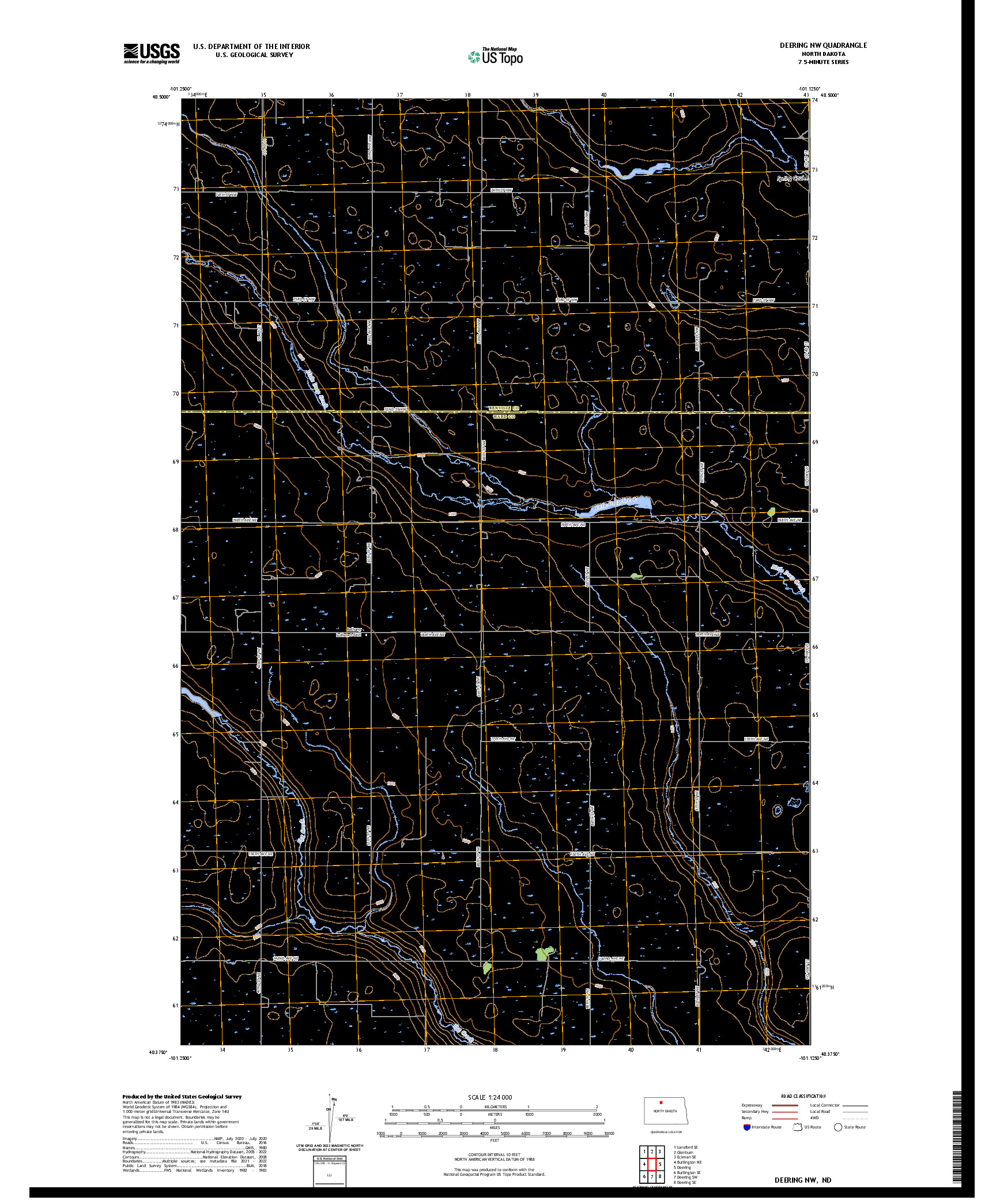 US TOPO 7.5-MINUTE MAP FOR DEERING NW, ND