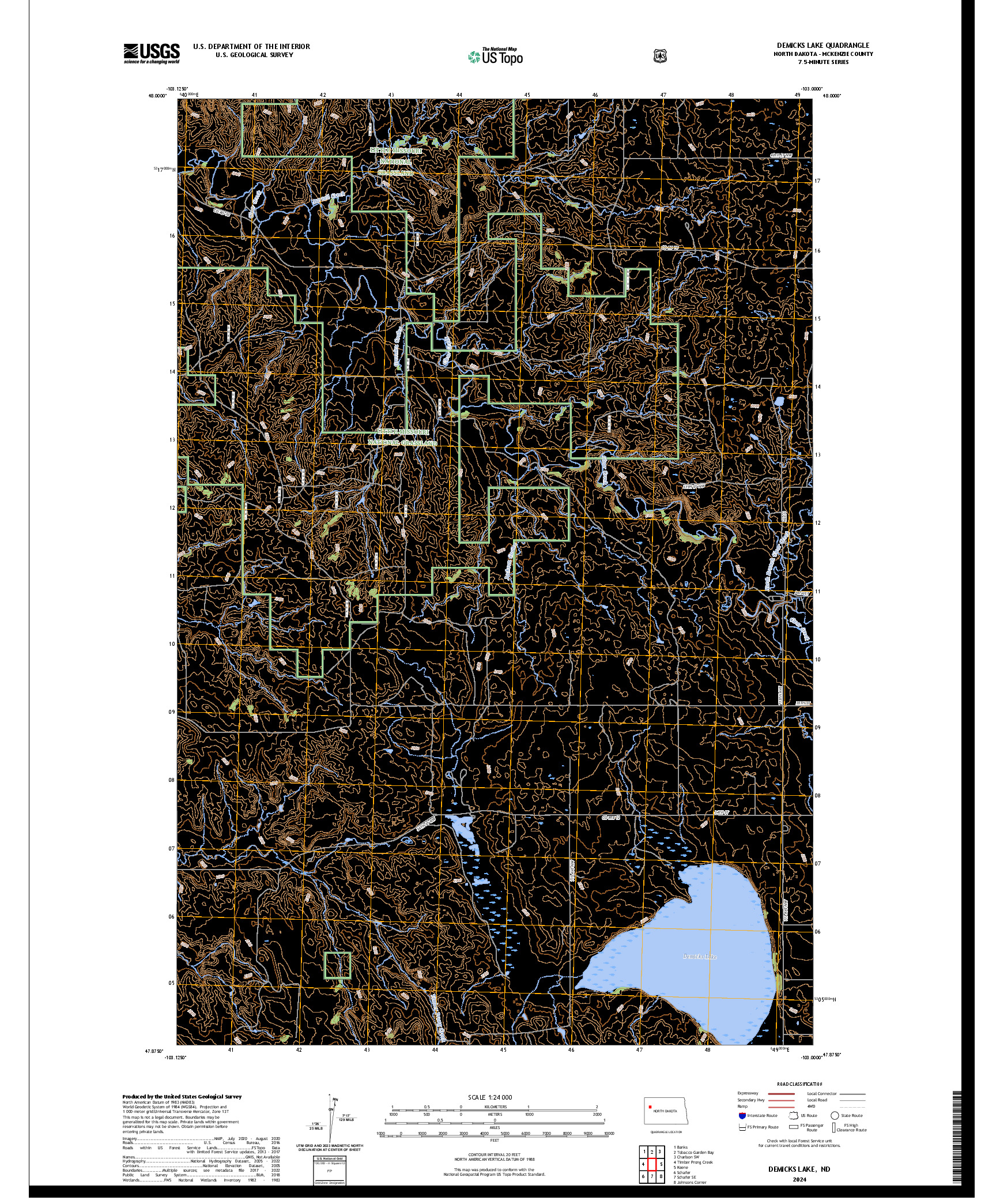 US TOPO 7.5-MINUTE MAP FOR DEMICKS LAKE, ND