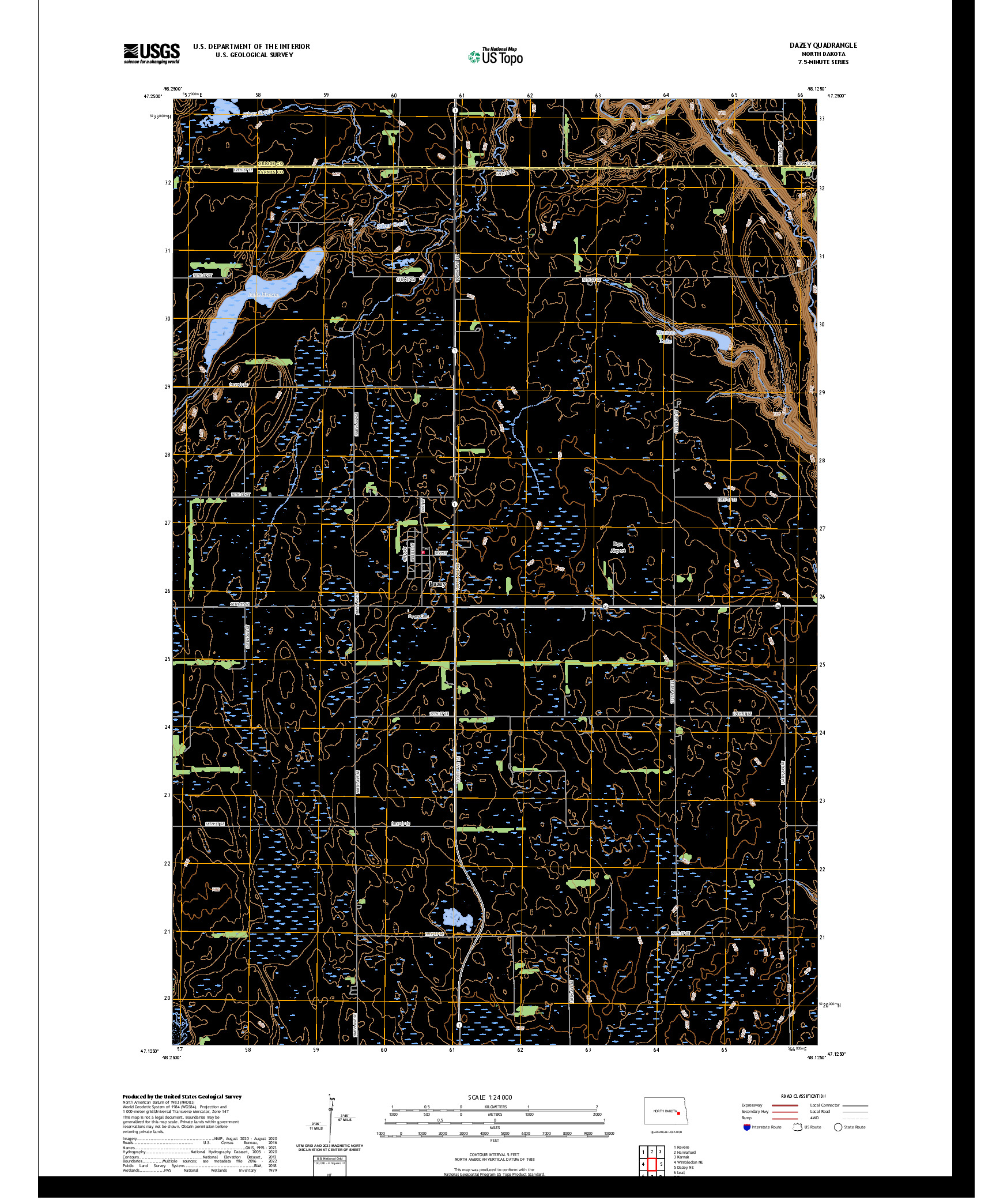 US TOPO 7.5-MINUTE MAP FOR DAZEY, ND