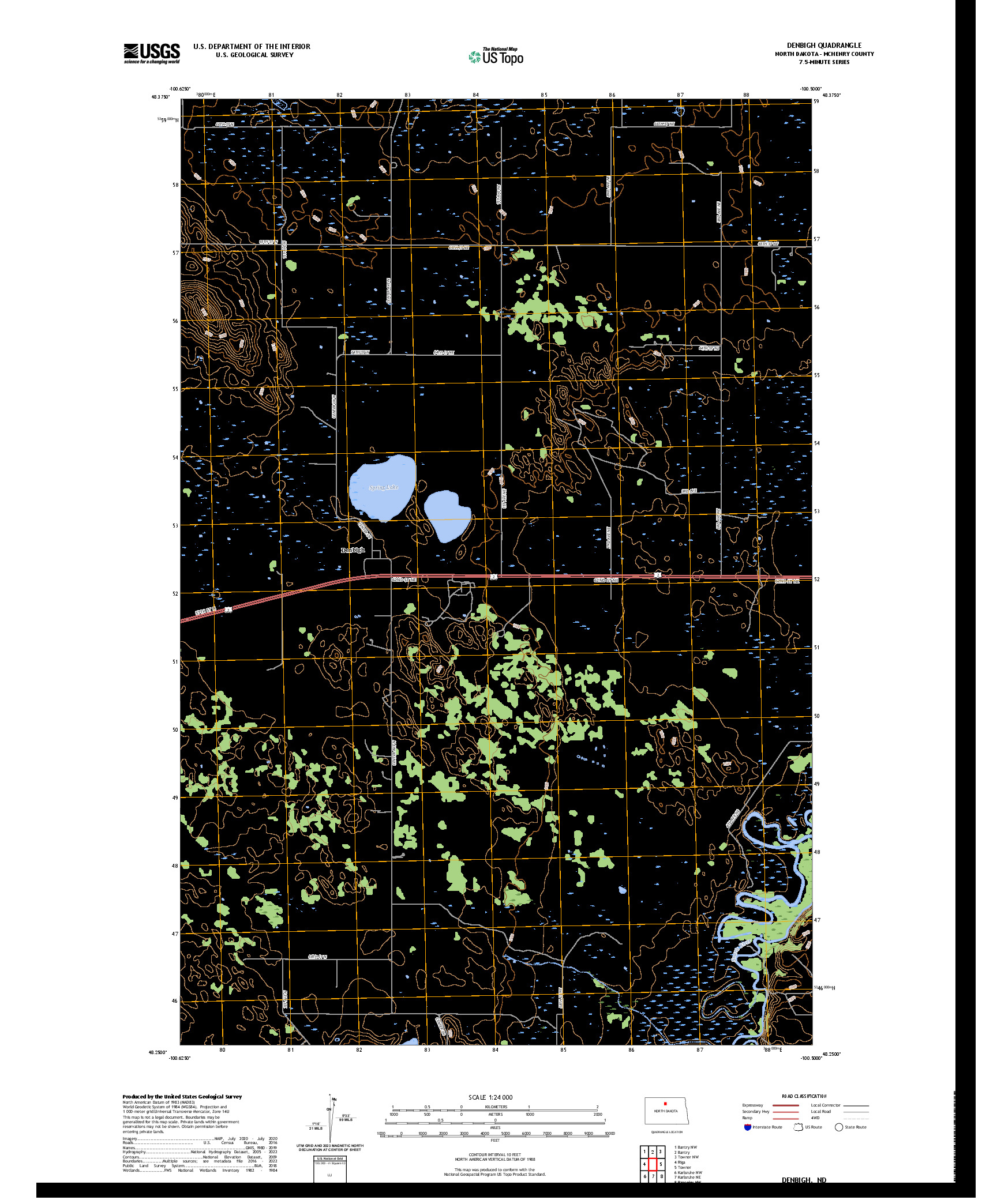 US TOPO 7.5-MINUTE MAP FOR DENBIGH, ND