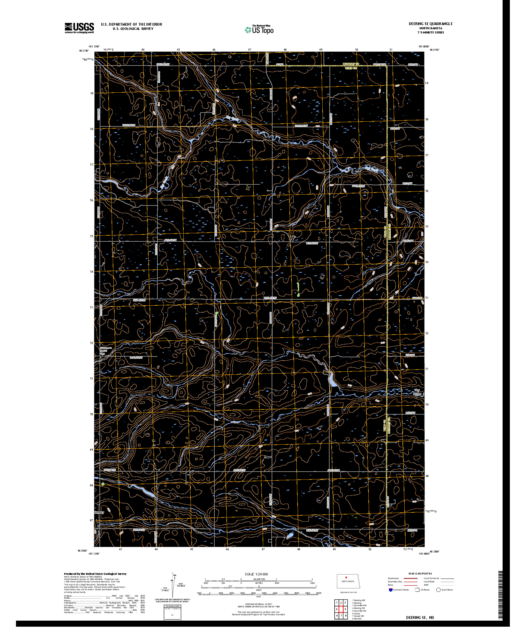 US TOPO 7.5-MINUTE MAP FOR DEERING SE, ND
