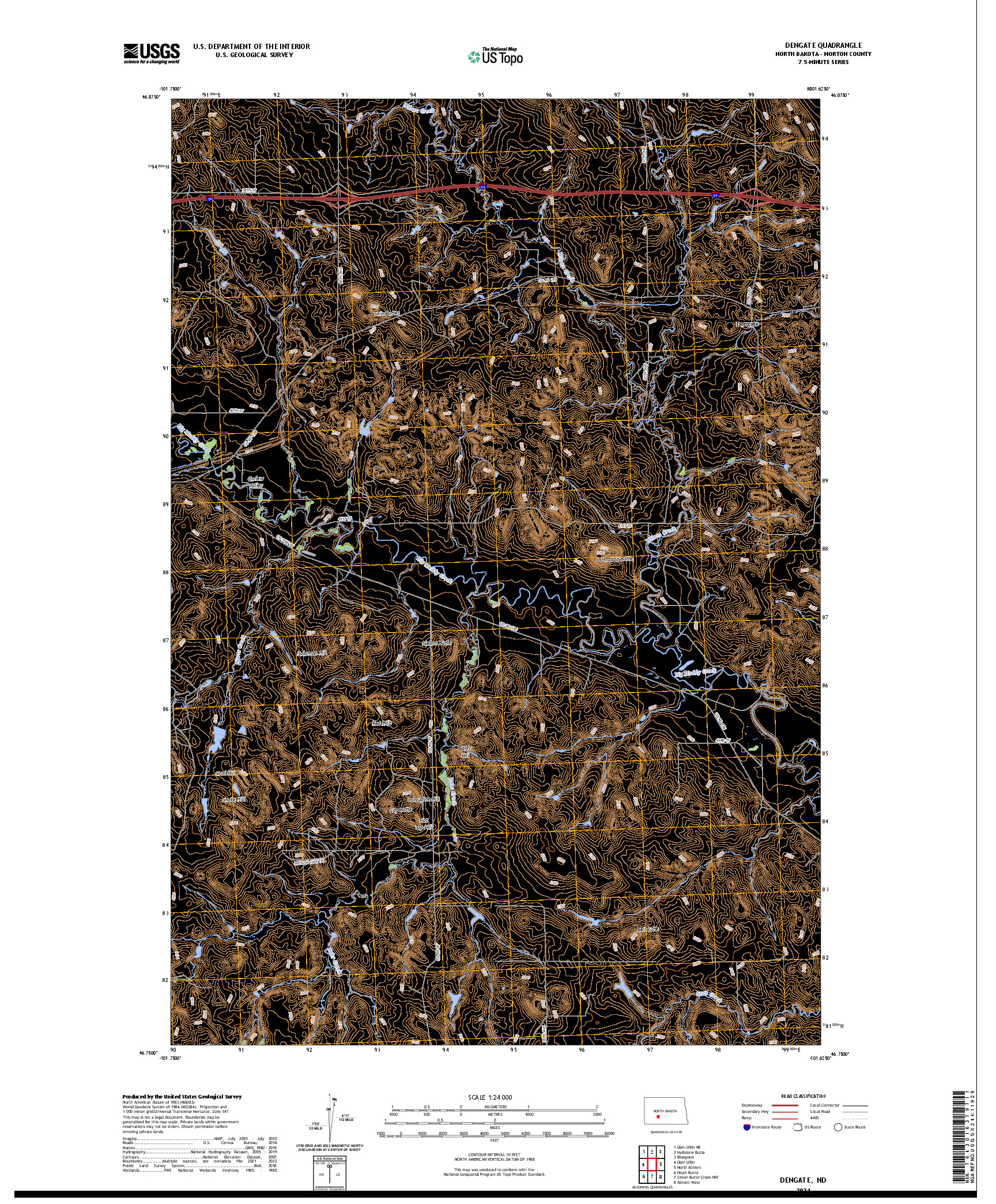 US TOPO 7.5-MINUTE MAP FOR DENGATE, ND