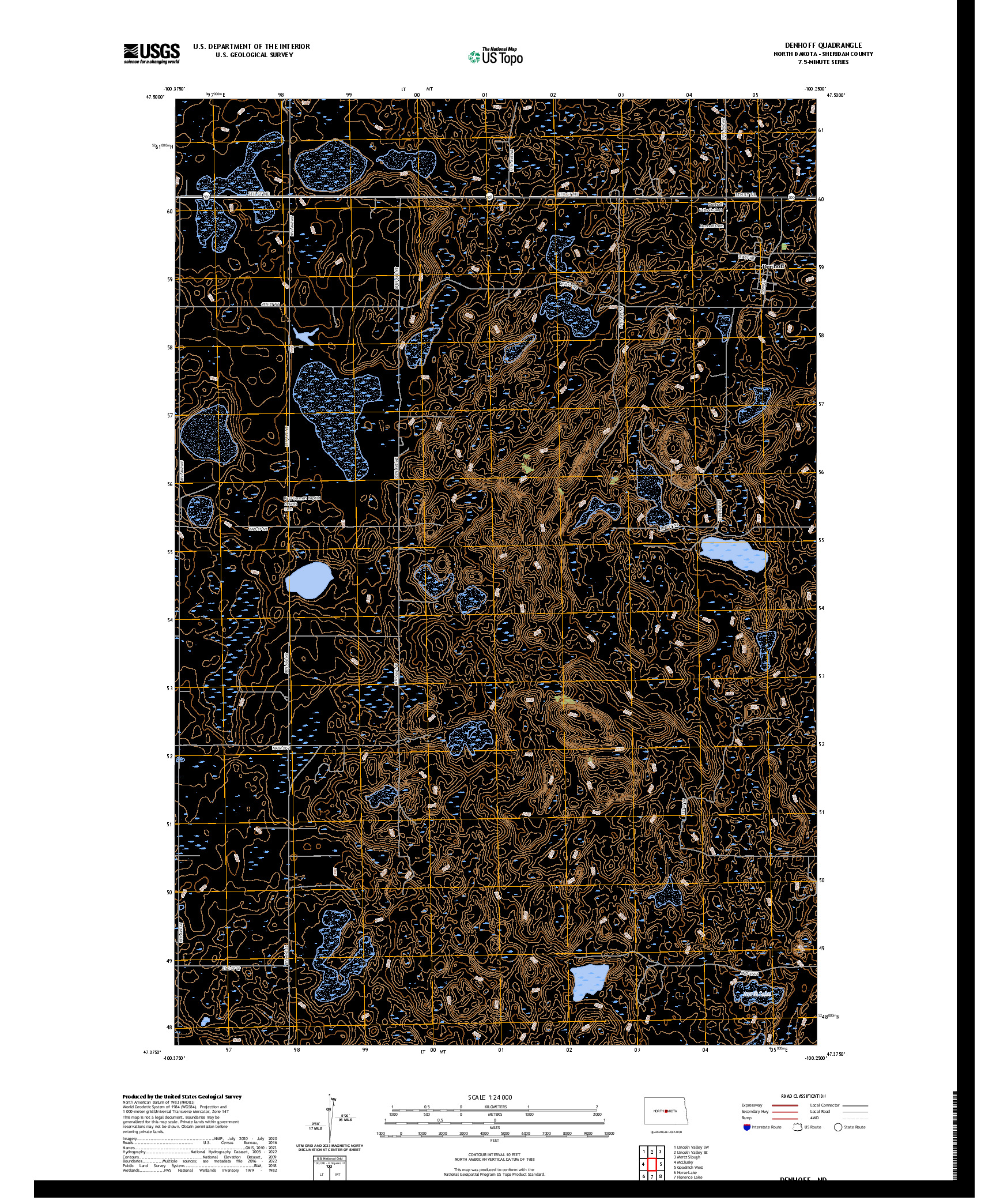 US TOPO 7.5-MINUTE MAP FOR DENHOFF, ND