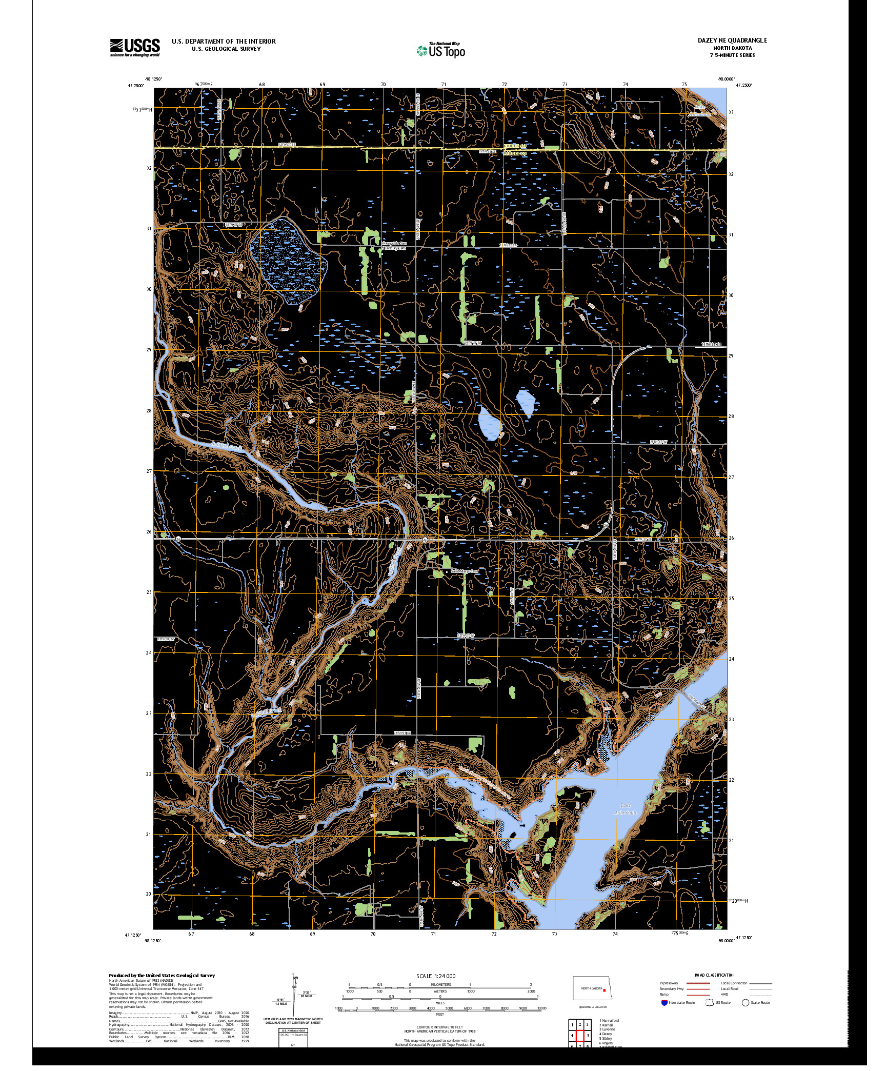 US TOPO 7.5-MINUTE MAP FOR DAZEY NE, ND