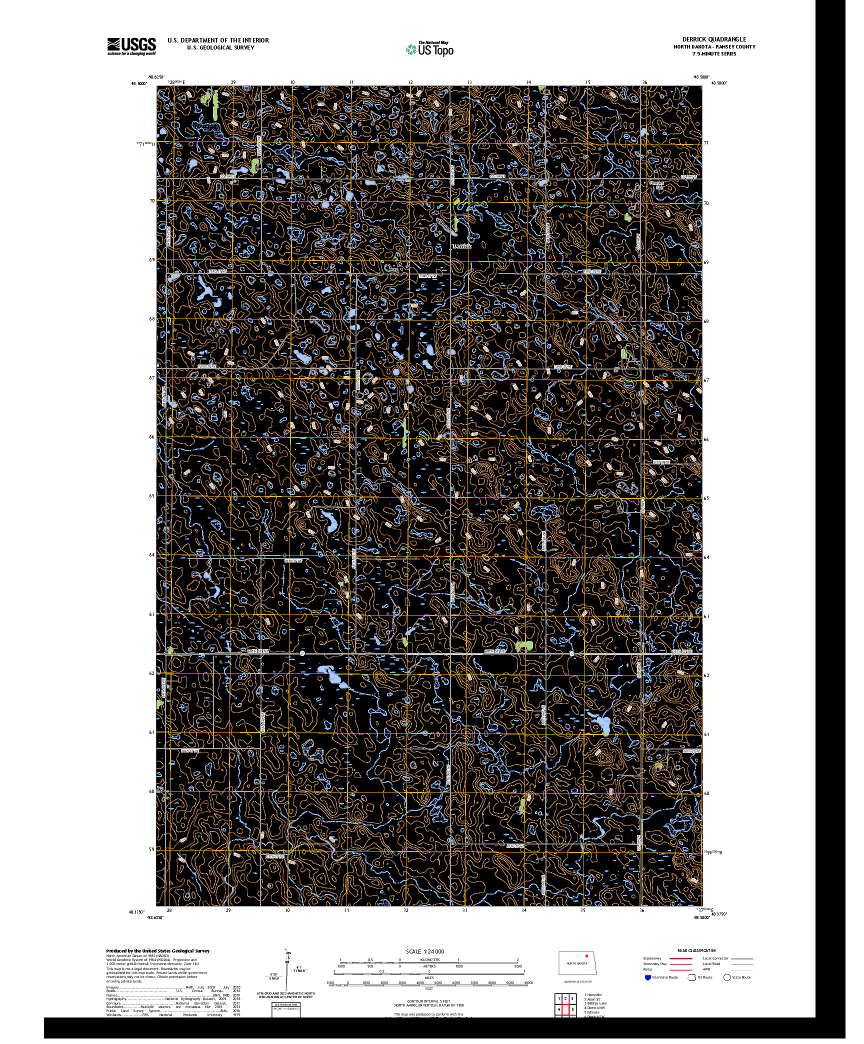 US TOPO 7.5-MINUTE MAP FOR DERRICK, ND